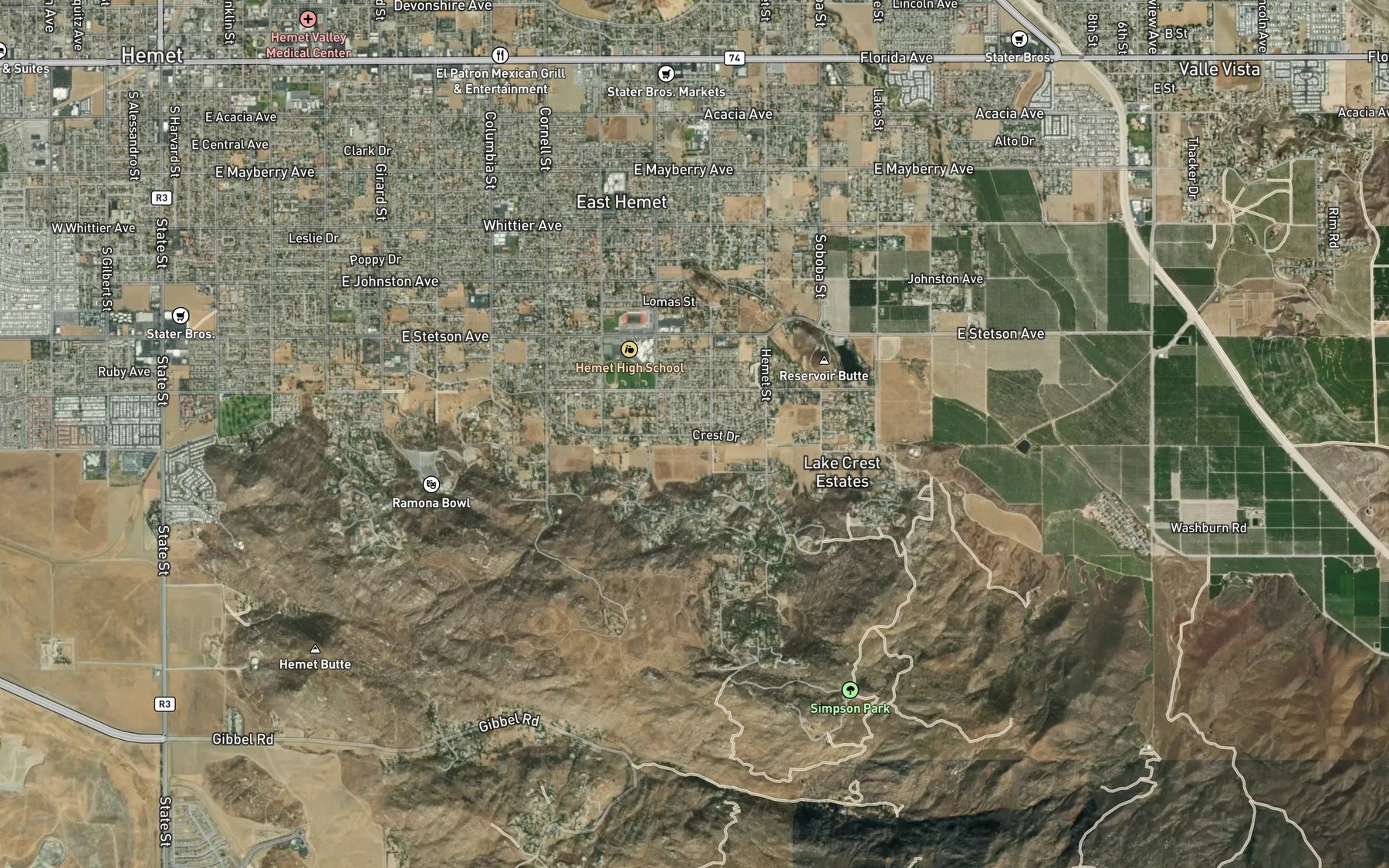 Satellite map of the South Ditch