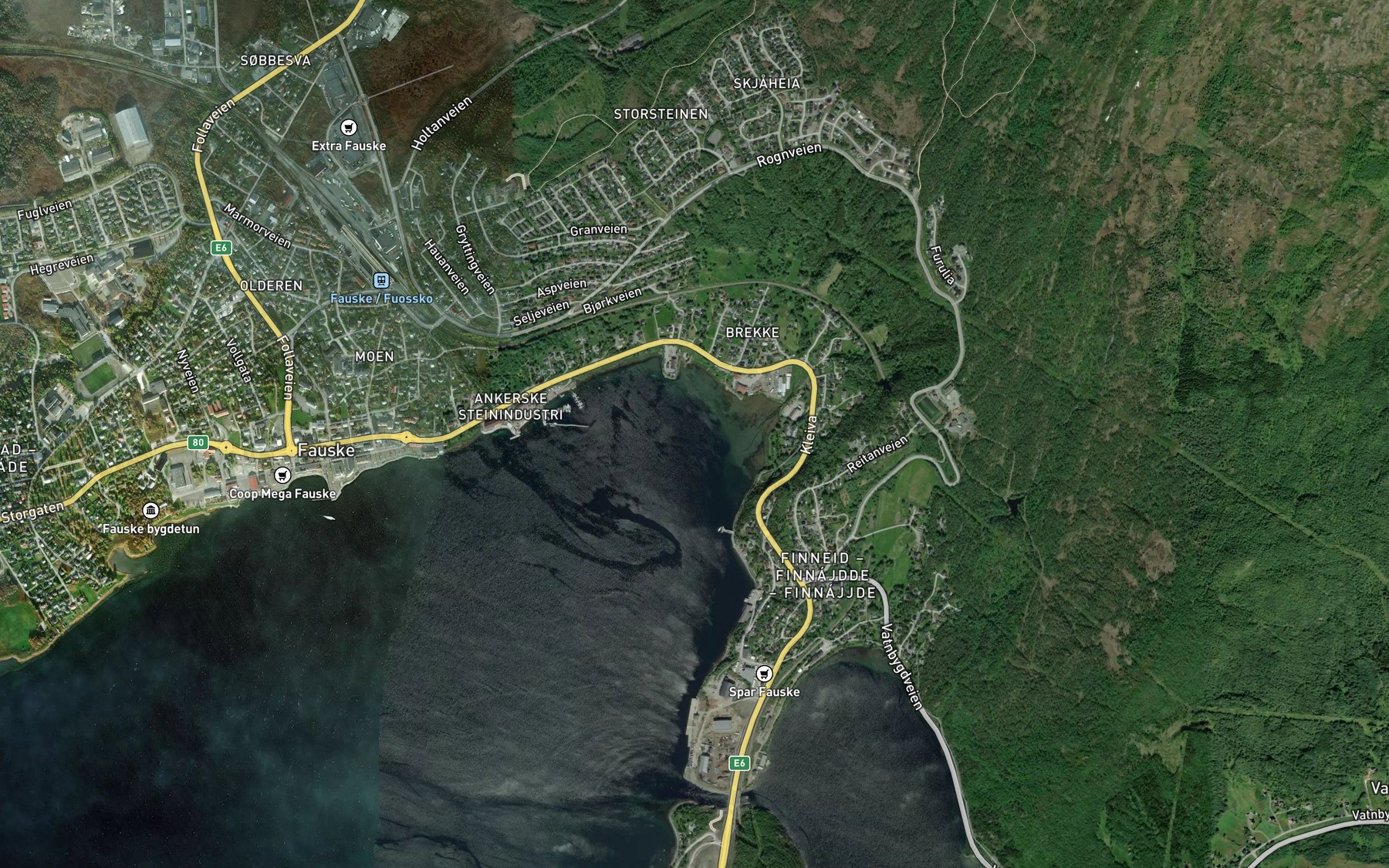 Satellite map of the Indre Fauskevika
