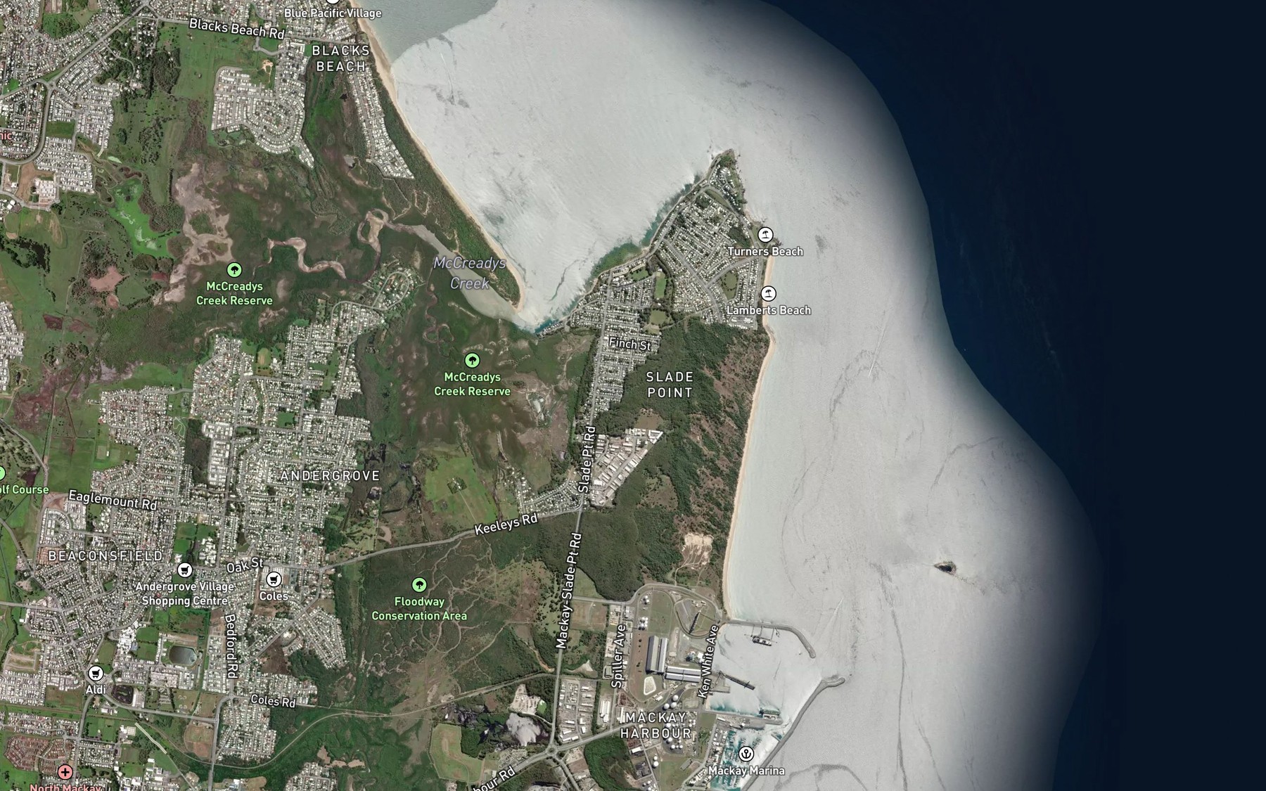 Satellite map of the Apsley Creek