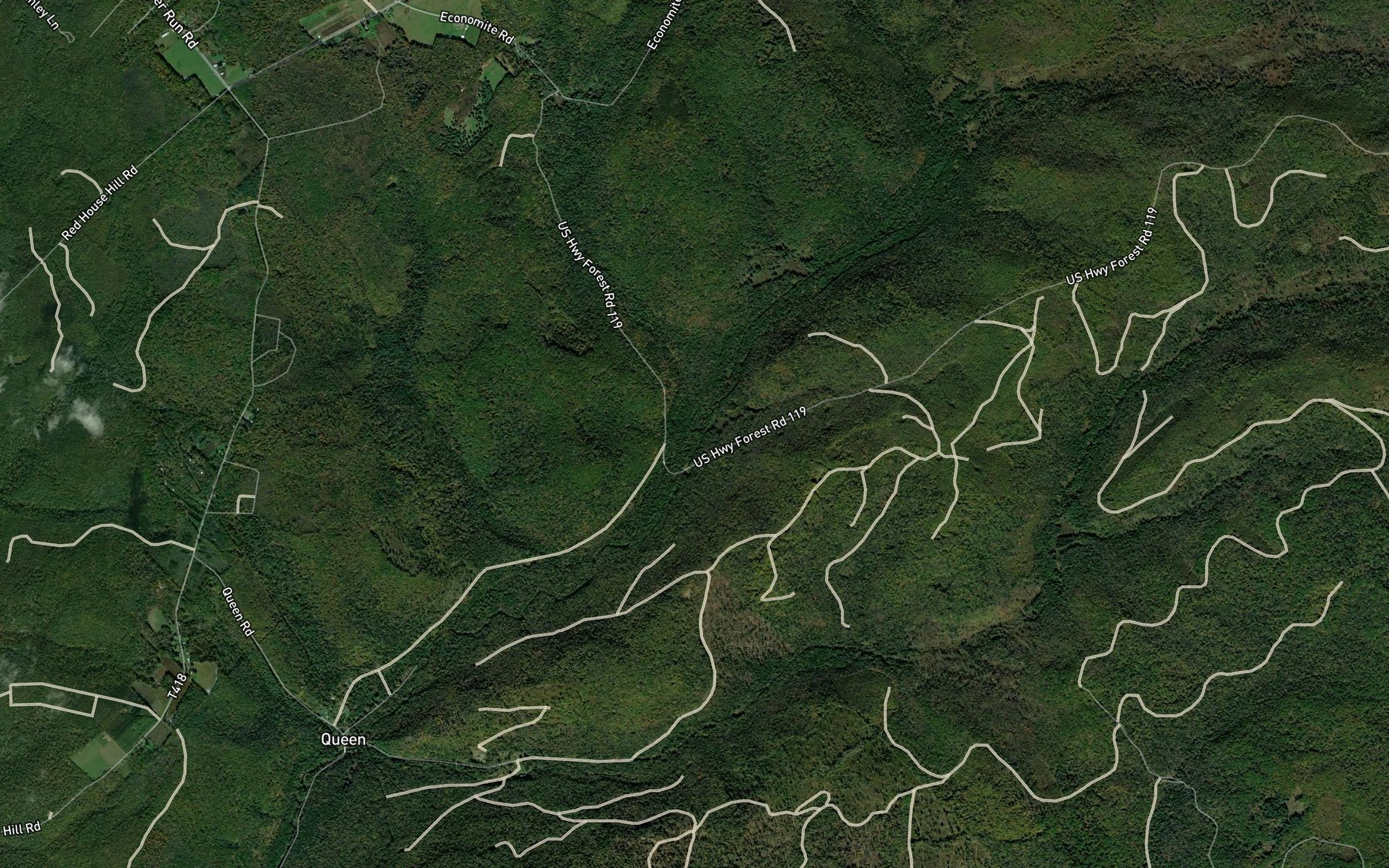 Satellite map of the Camp Run