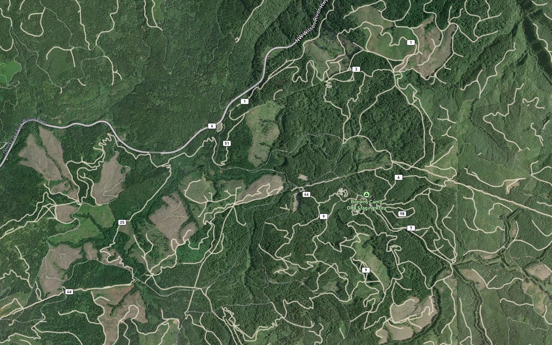 Satellite map of the Deyoe Creek