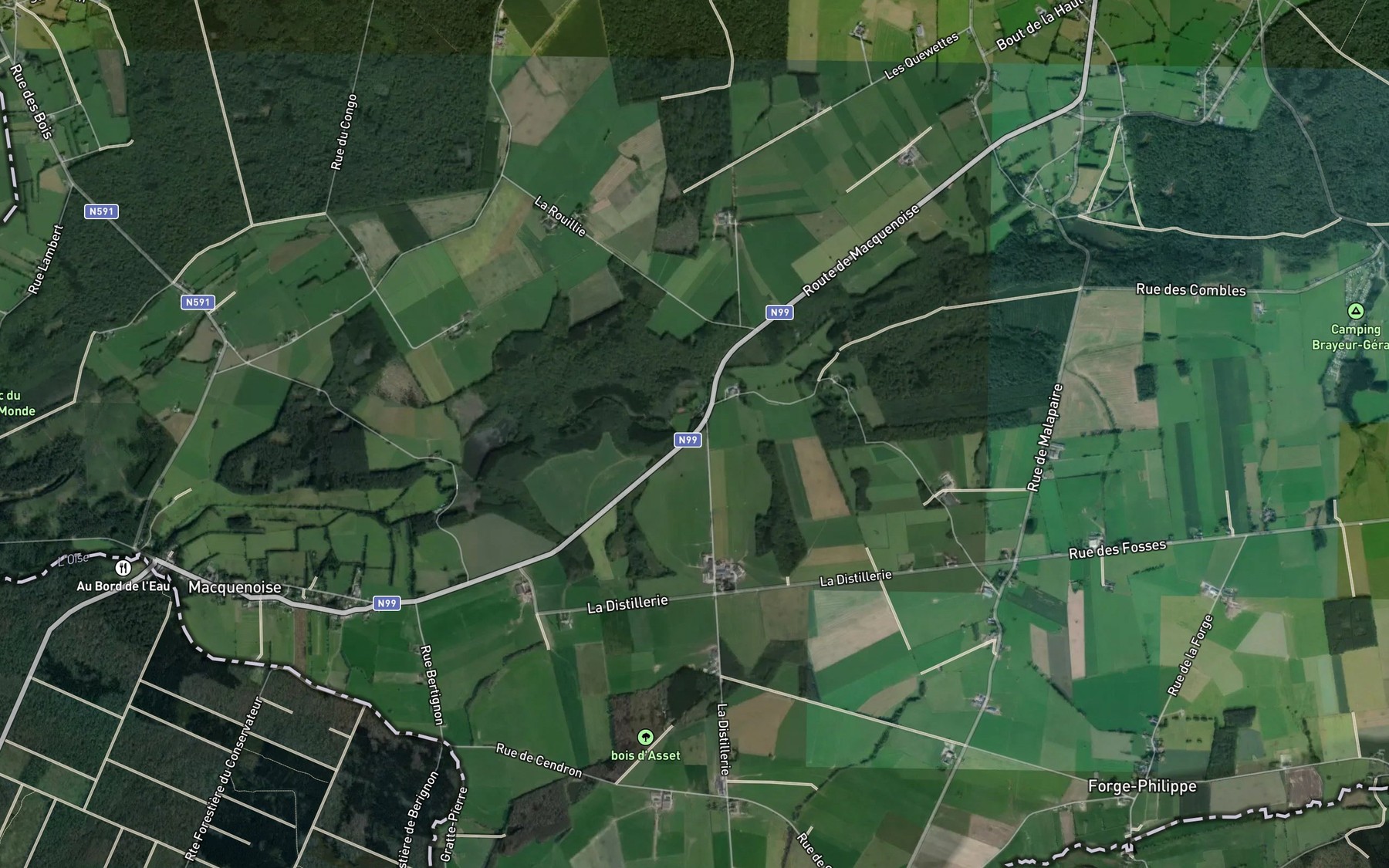 Satellite map of the Ruisseau de Malapaire
