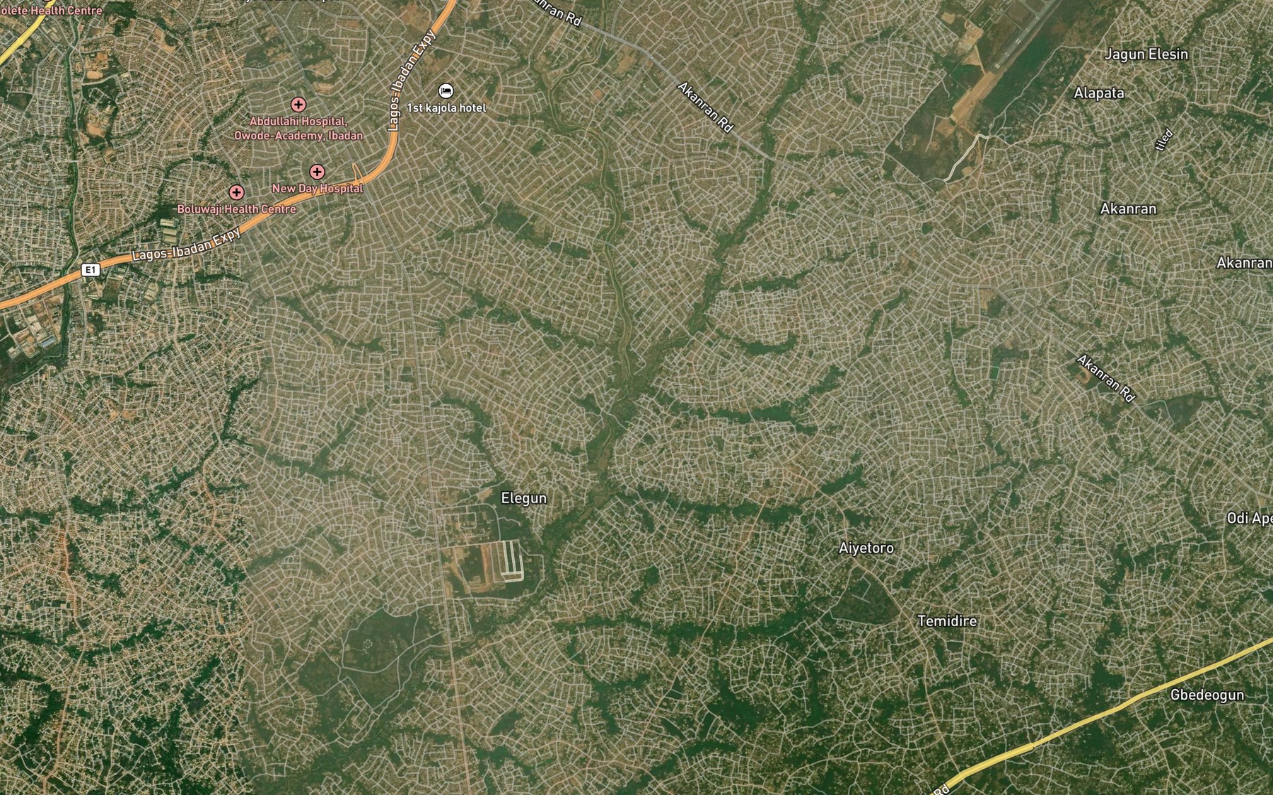 Satellite map of the River Ogbere