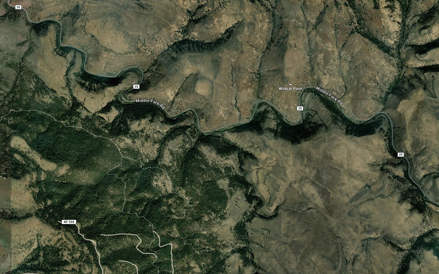 Satellite map of the Slide Creek