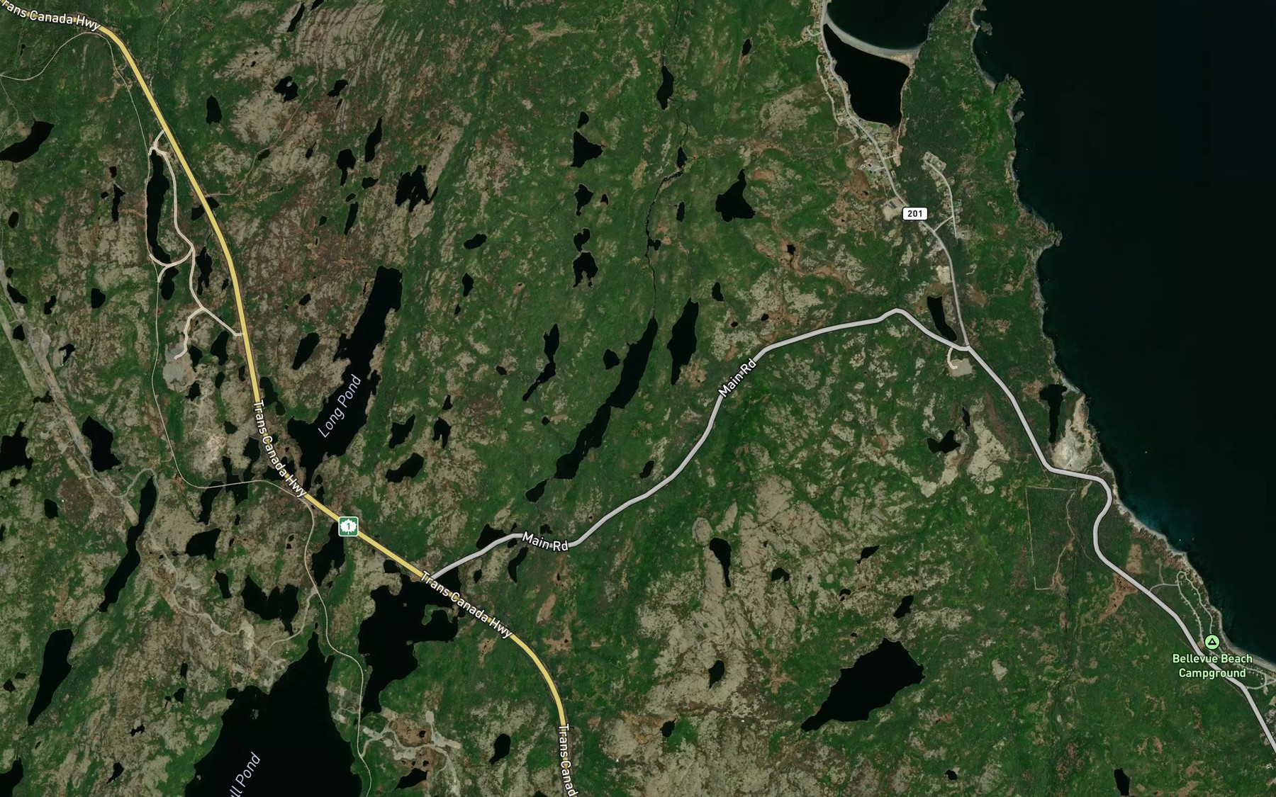 Satellite map of the Rocky Pond
