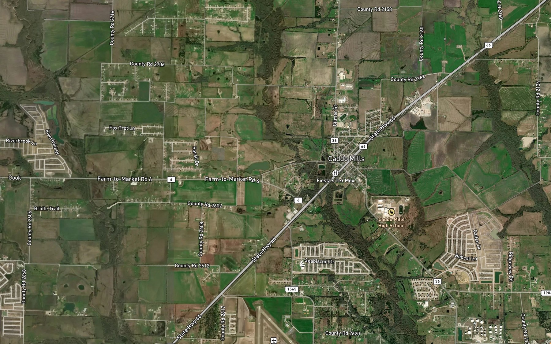 Satellite map of the City of Caddo Mills Lake