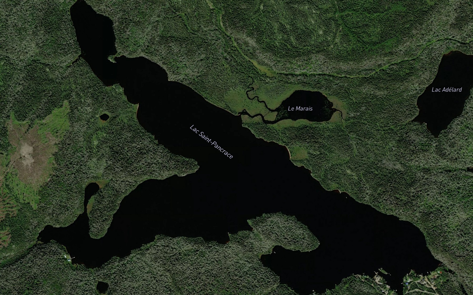 Satellite map of the Lac Saint-Pancrace