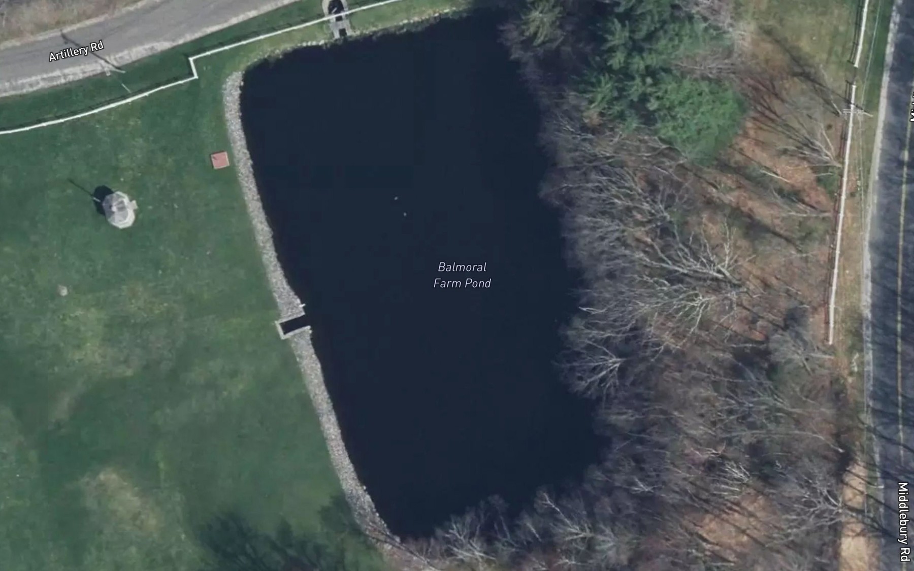 Satellite map of the Balmoral Farm Pond