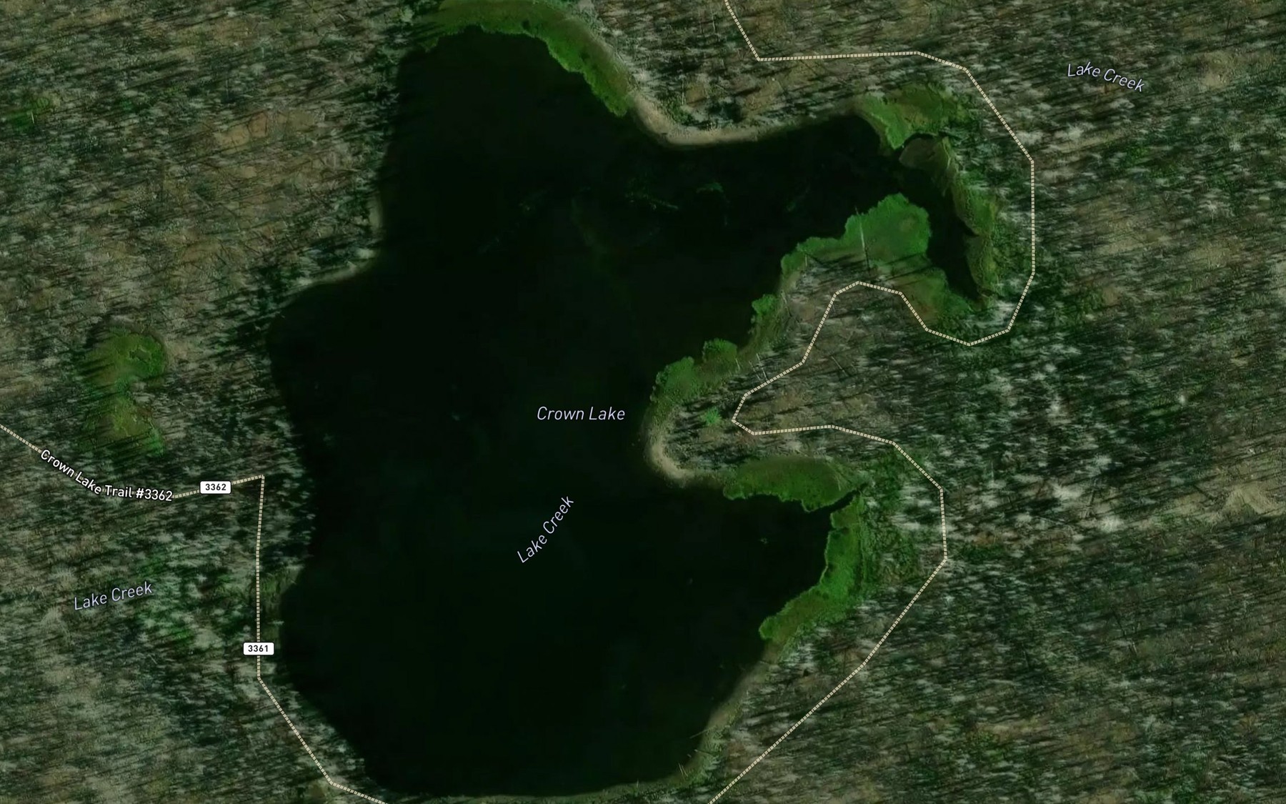 Satellite map of the Crown Lake