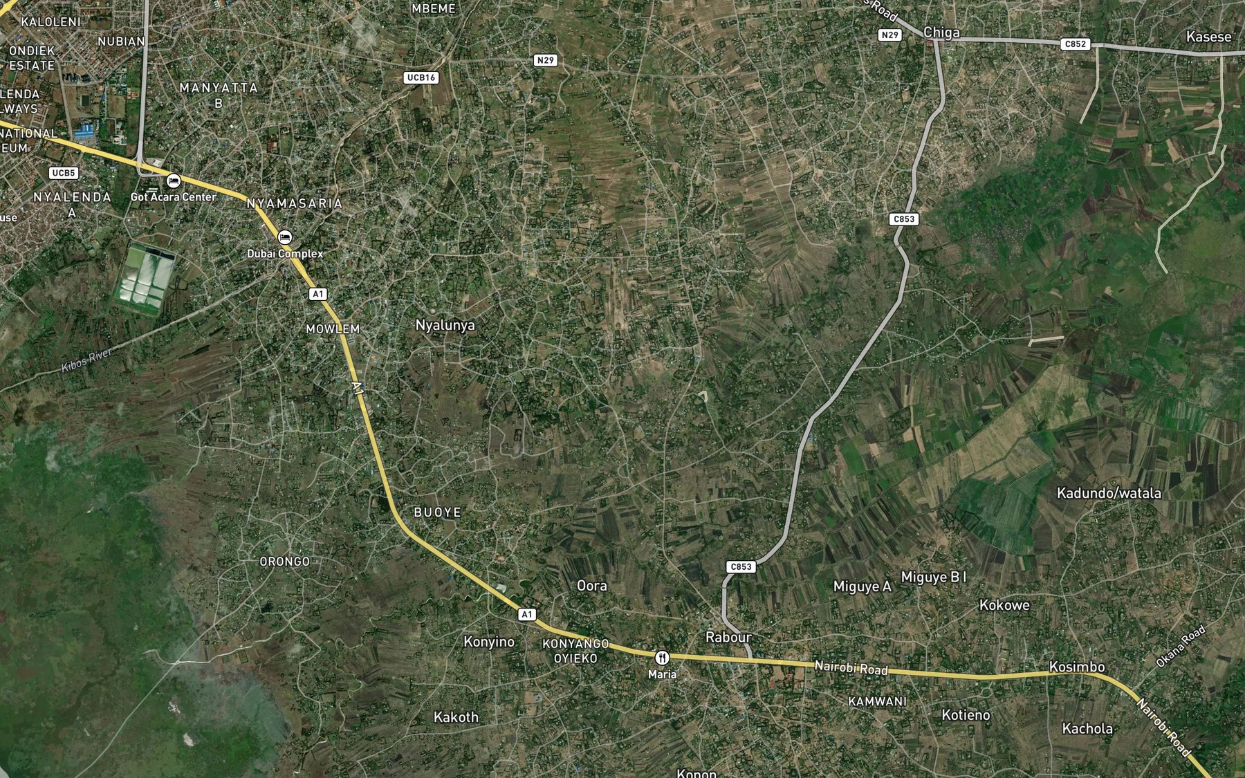 Satellite map of the Kibos
