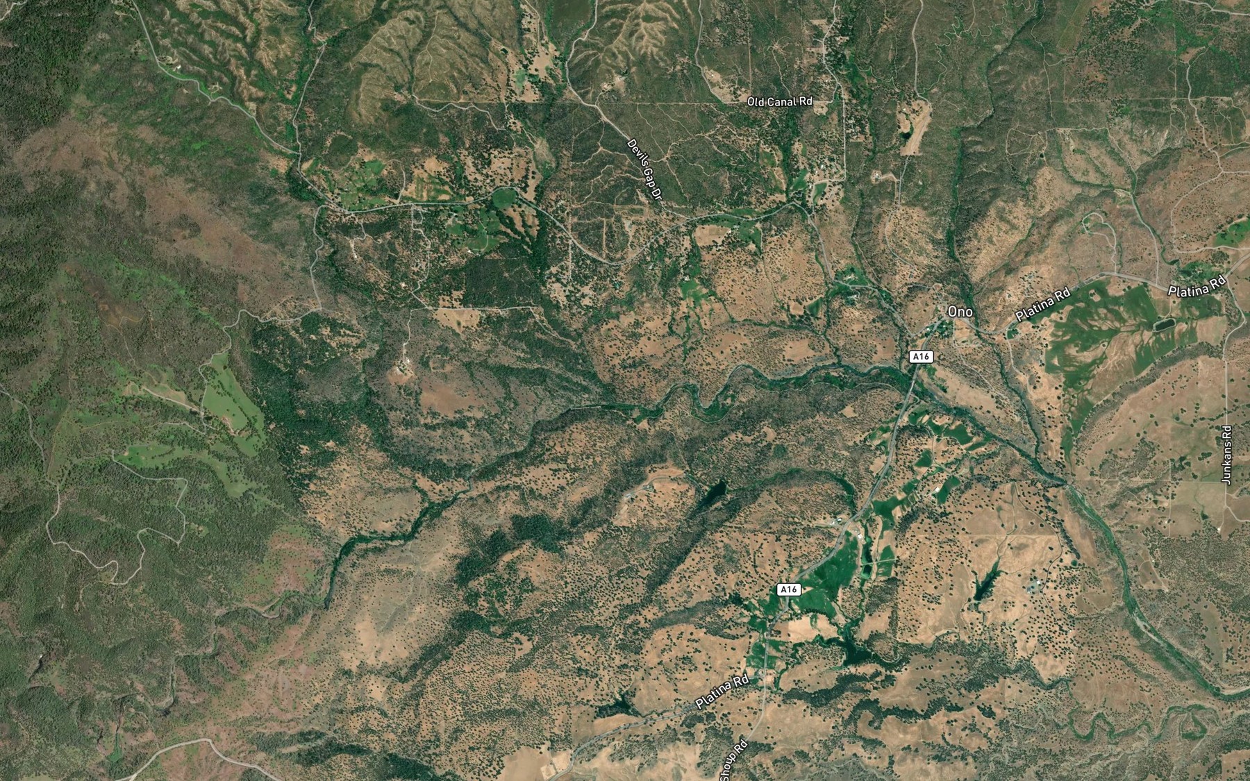 Satellite map of the Doby Creek