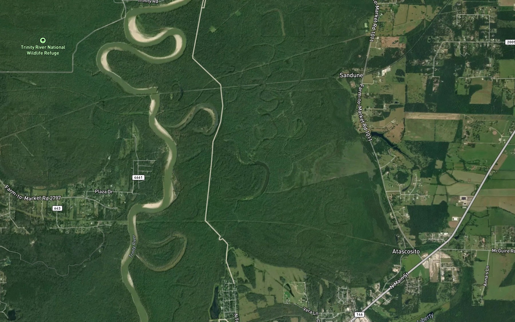 Satellite map of the Lake Bayou