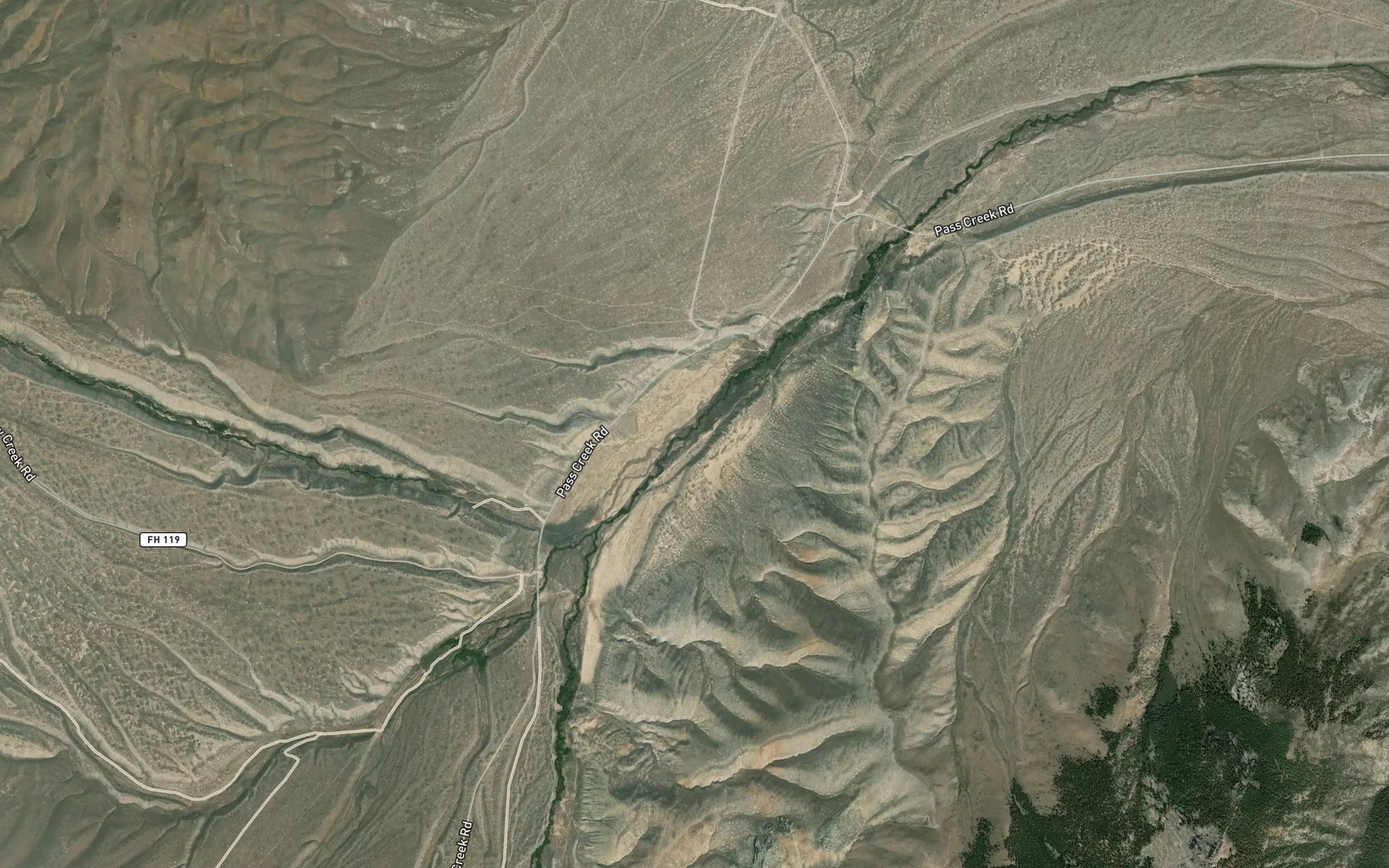 Satellite map of the Corral Creek