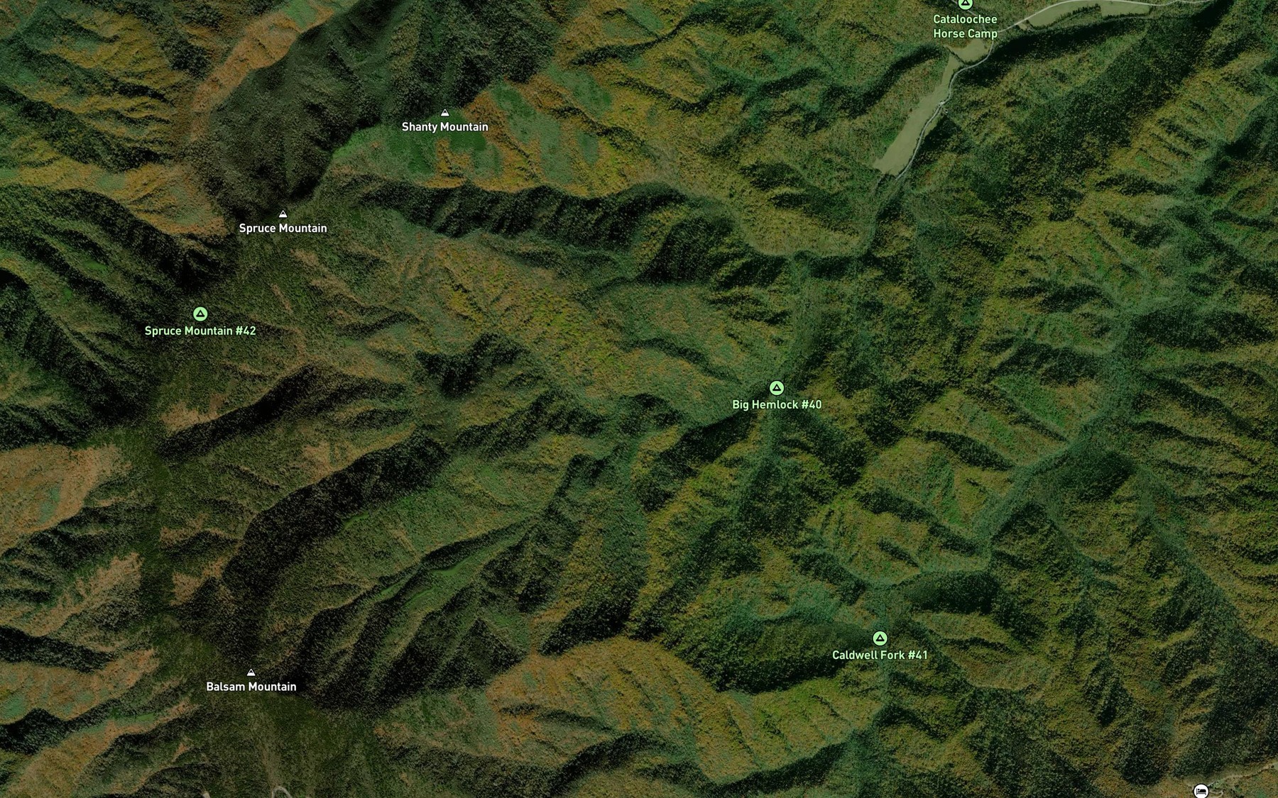 Satellite map of the Woody Creek