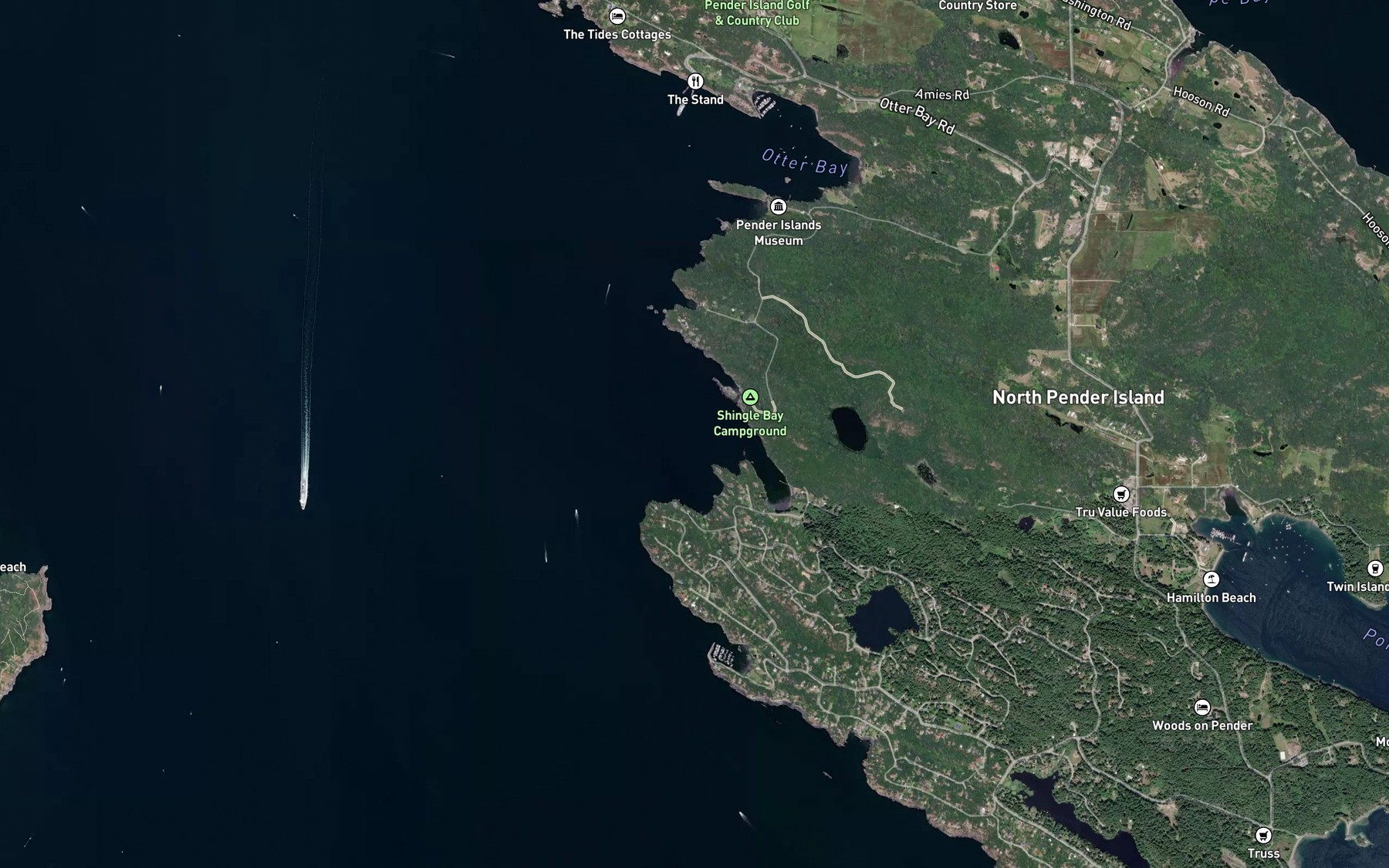 Satellite map of the Shingle Bay