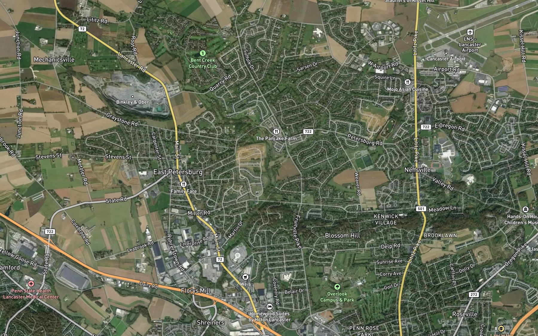Satellite map of the Bachman Run