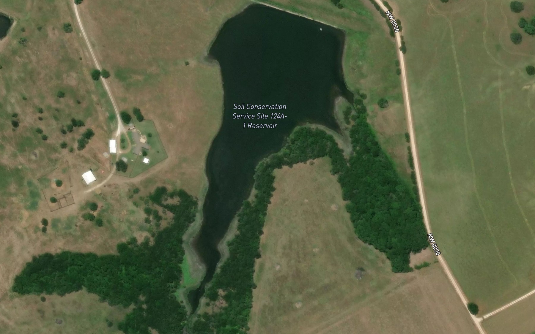 Satellite map of the Soil Conservation Service Site 124a-1 Reservoir