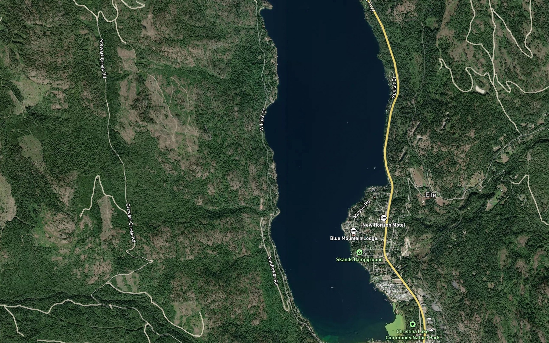 Satellite map of the Spooner Creek