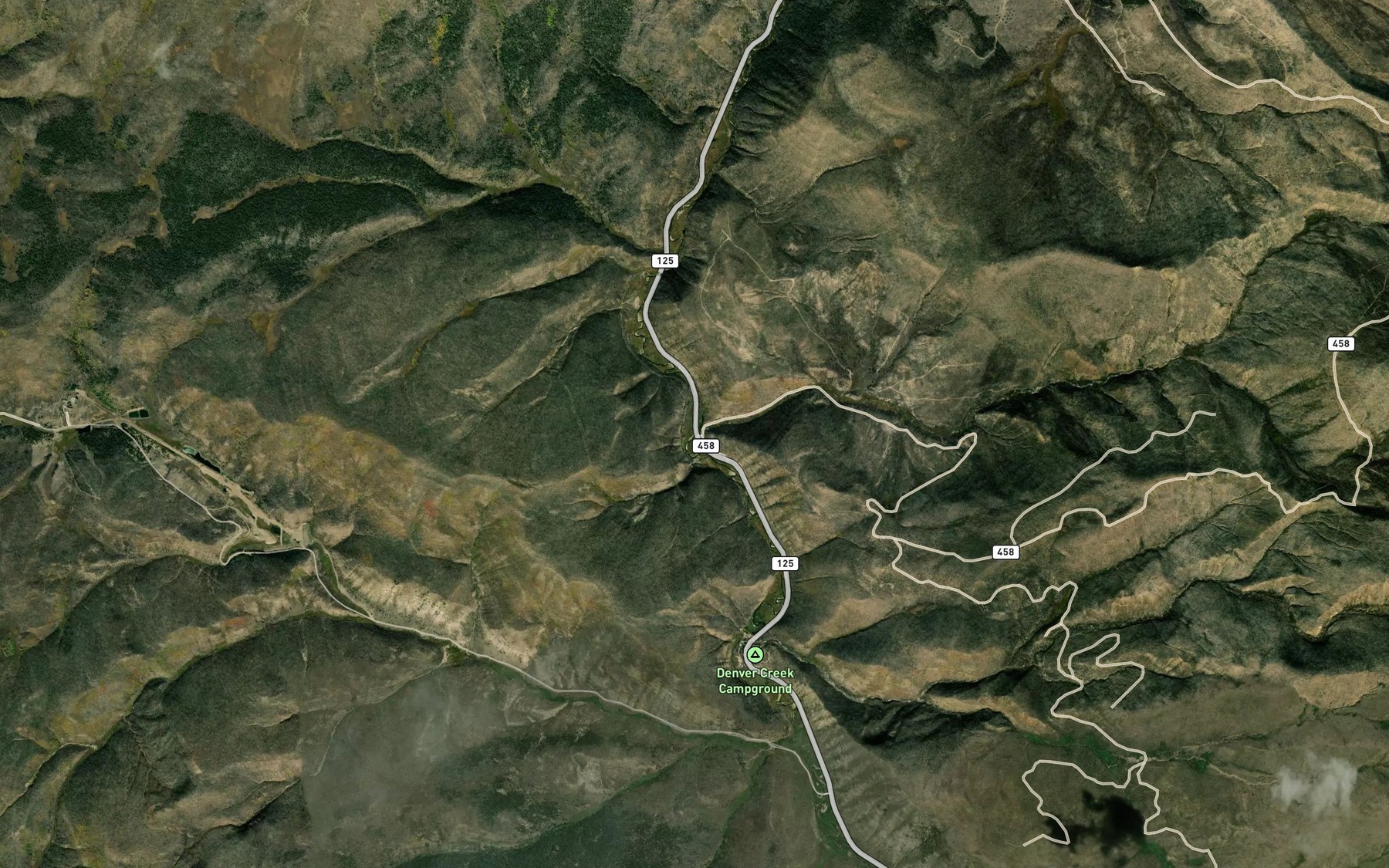 Satellite map of the Kauffman Creek