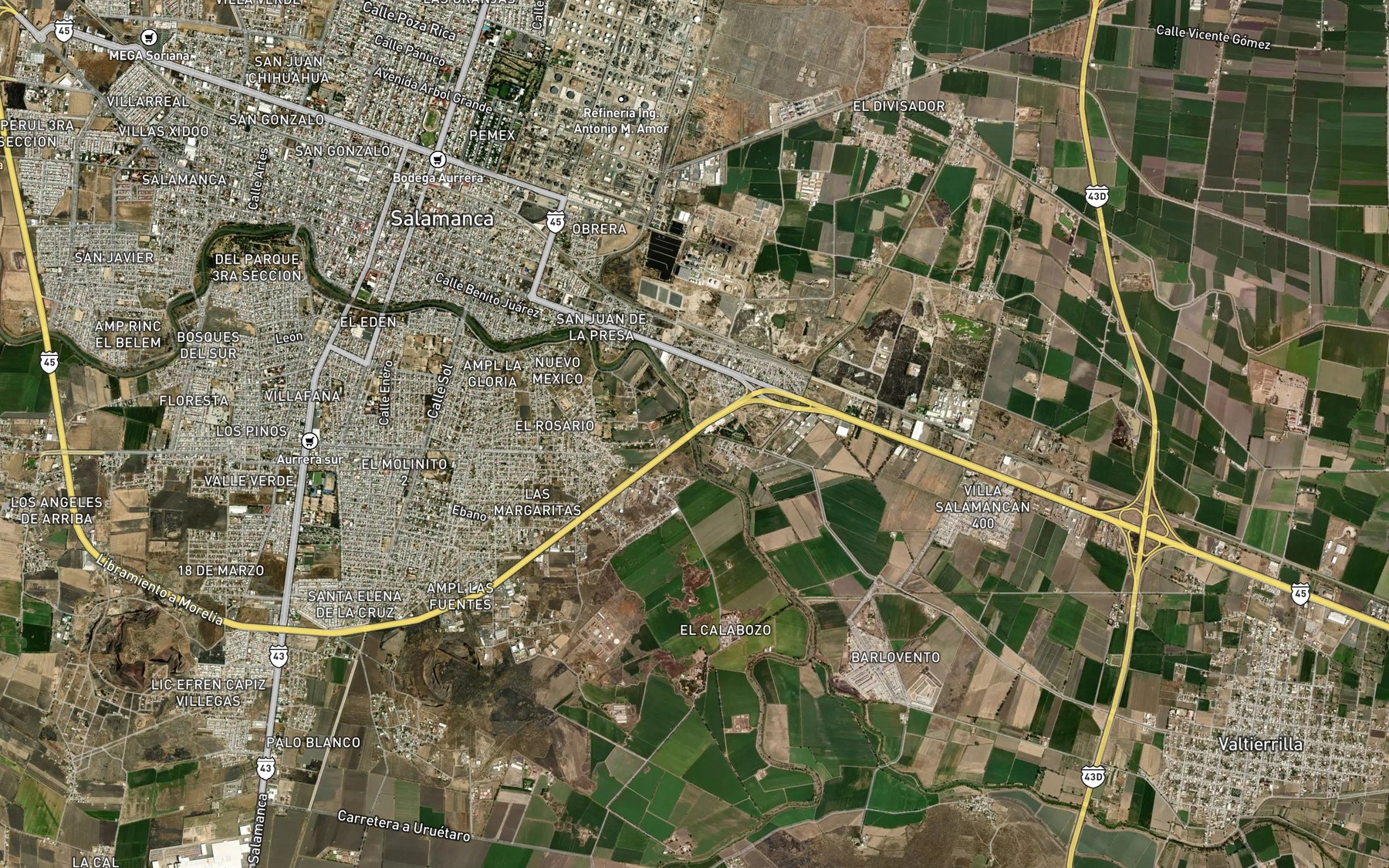 Satellite map of the Trece
