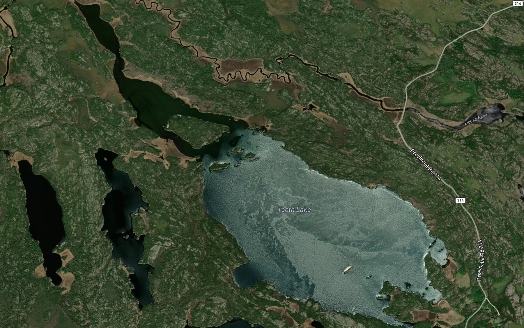 Satellite map of the Tooth Lake