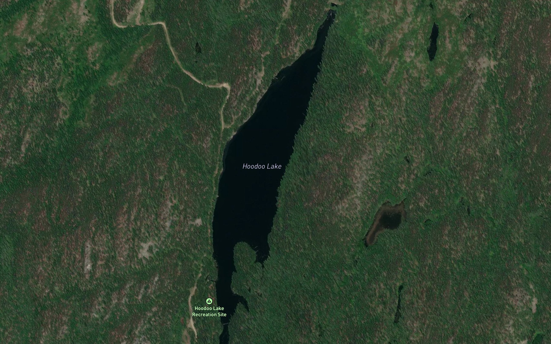 Satellite map of the Hoodoo Lake