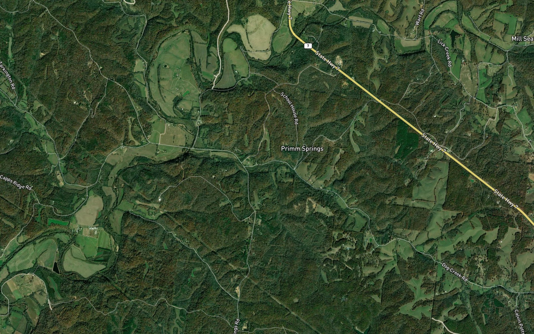 Satellite map of the Sugar Creek