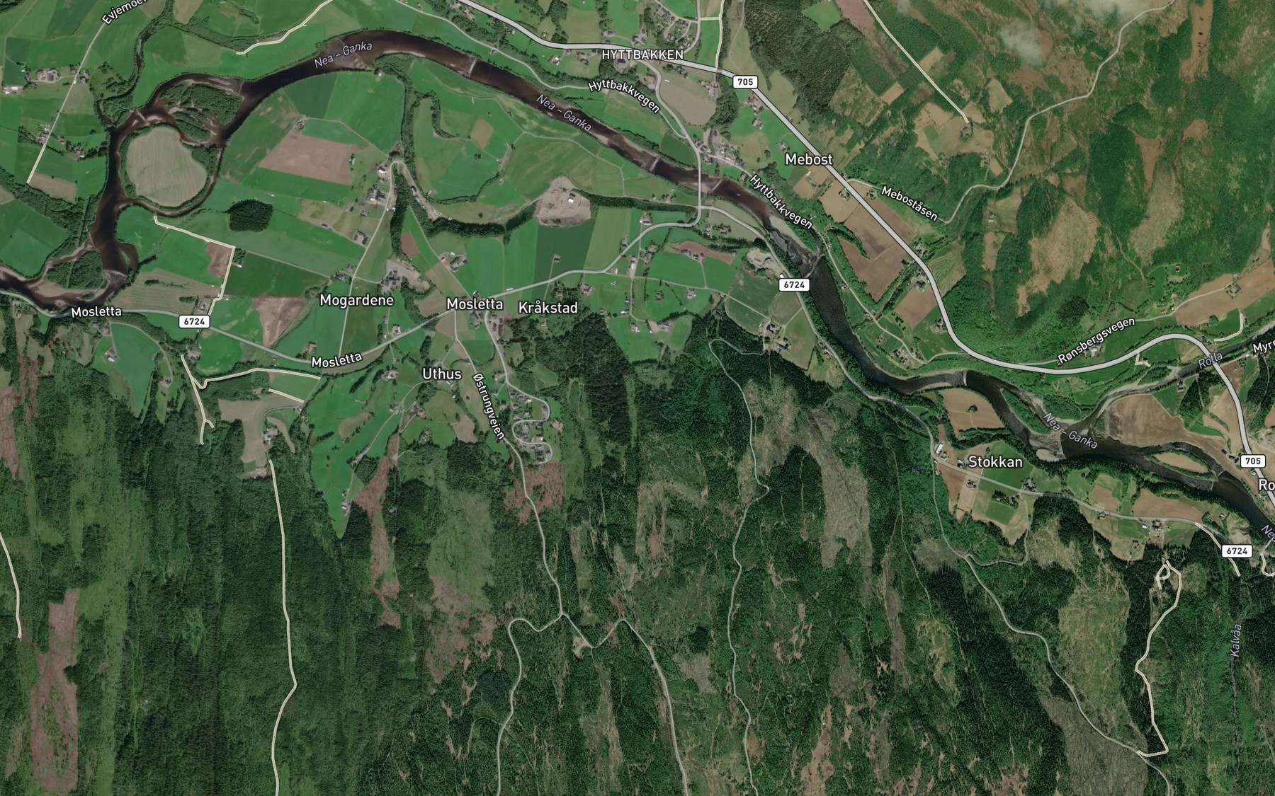 Satellite map of the Skjebekken