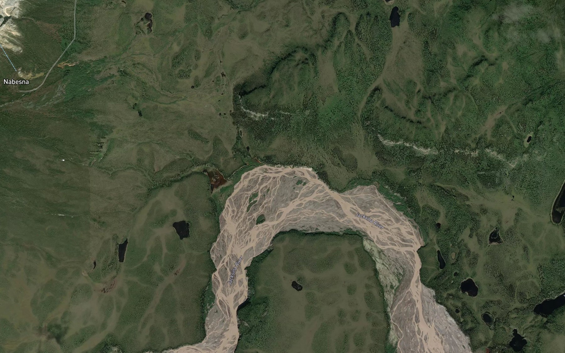 Satellite map of the Cabin Creek