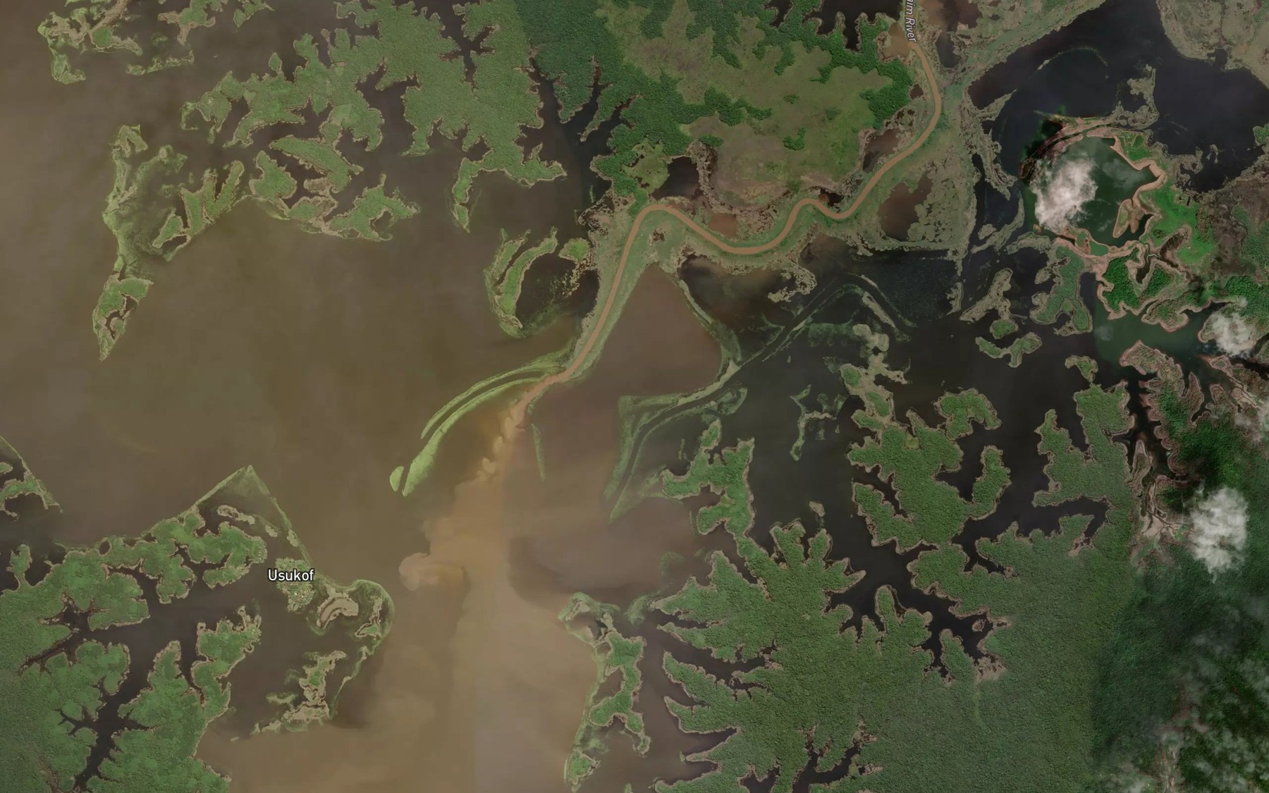 Satellite map of the Kaim River
