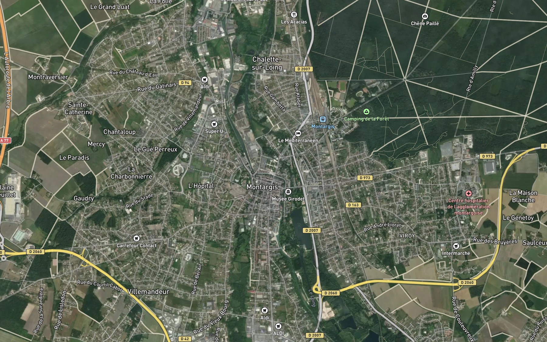 Satellite map of the Vernisson