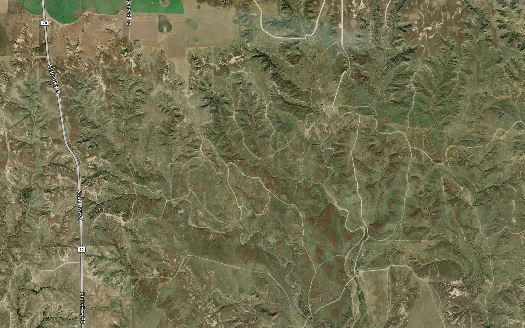 Satellite map of the Hackberry Creek