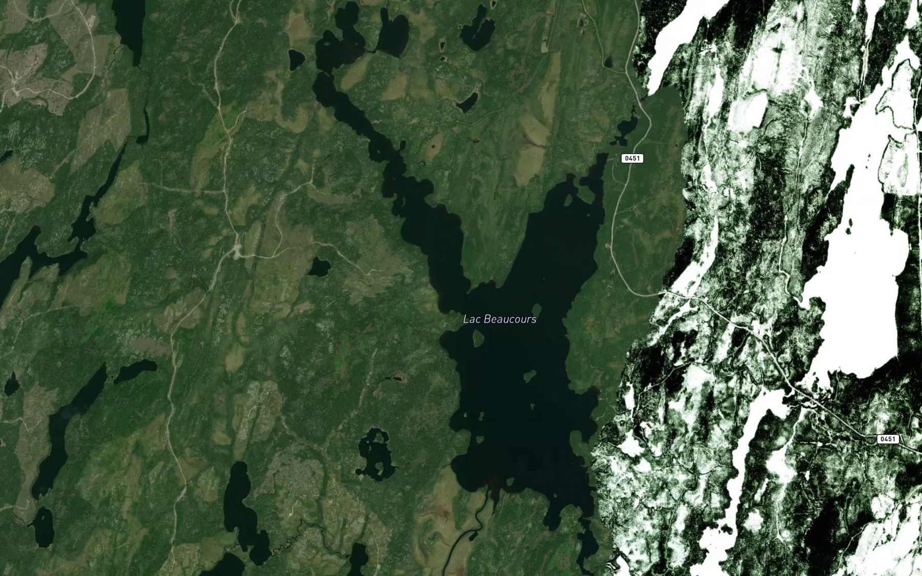 Satellite map of the Lac Beaucours