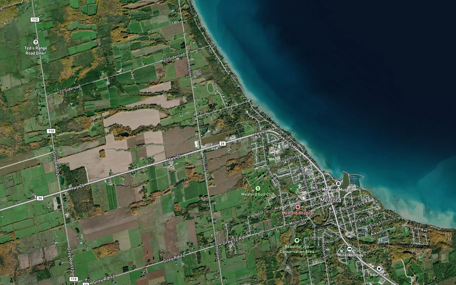 Satellite map of the Centreville Creek