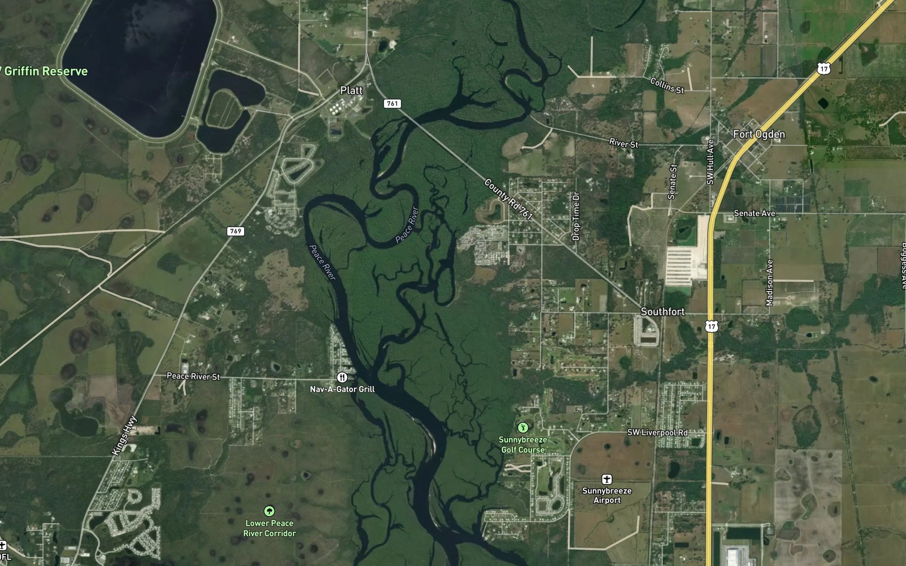 Satellite map of the Lettuce Lake