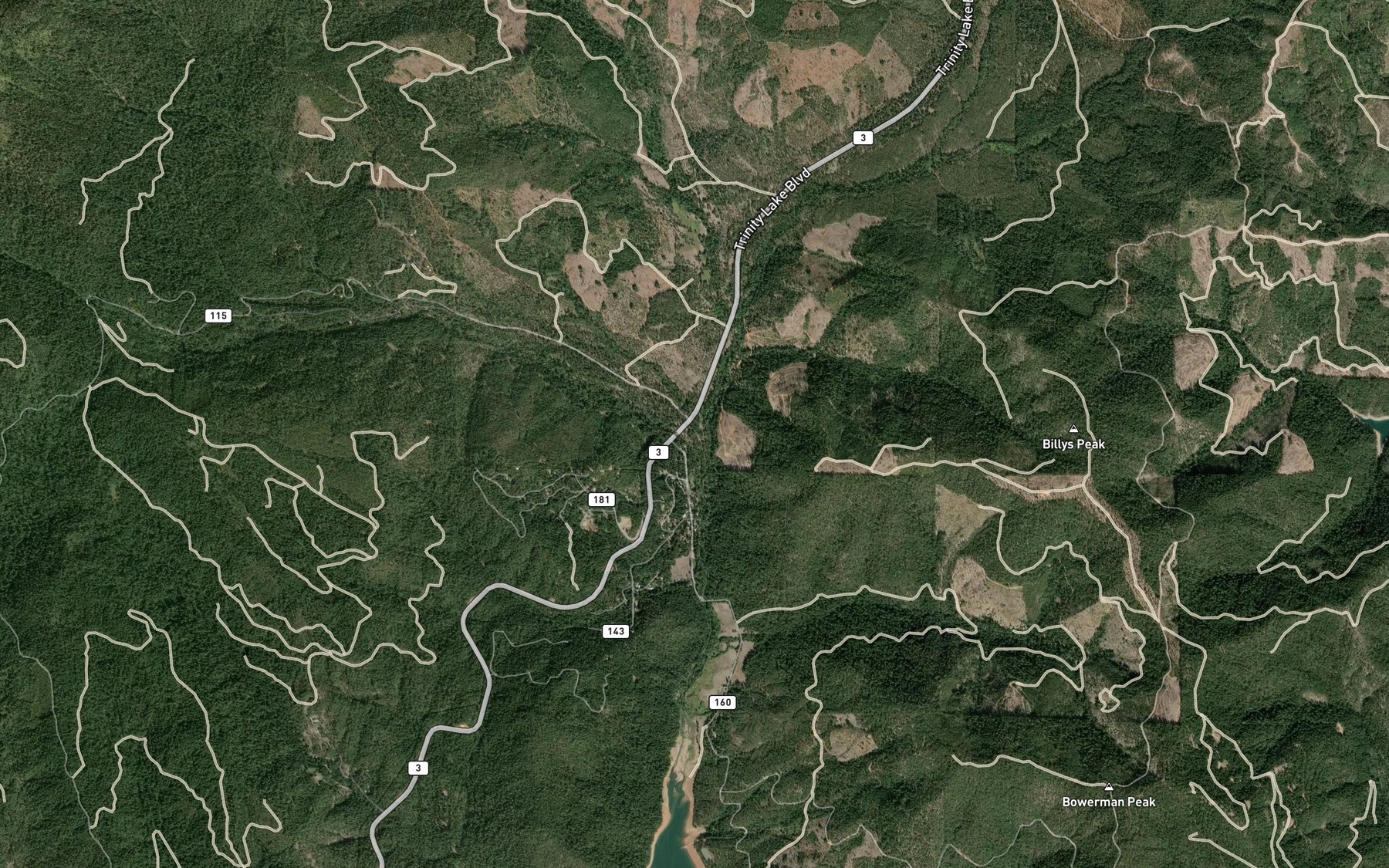 Satellite map of the Hobel Creek