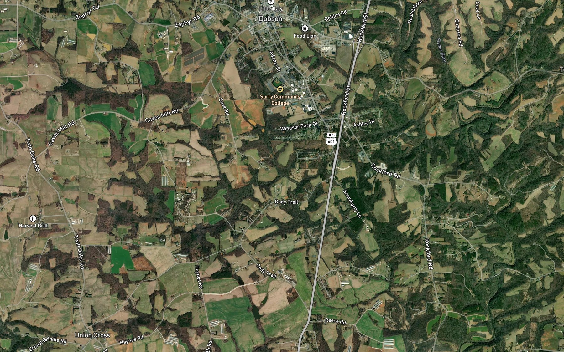 Satellite map of the Whiteoak Branch