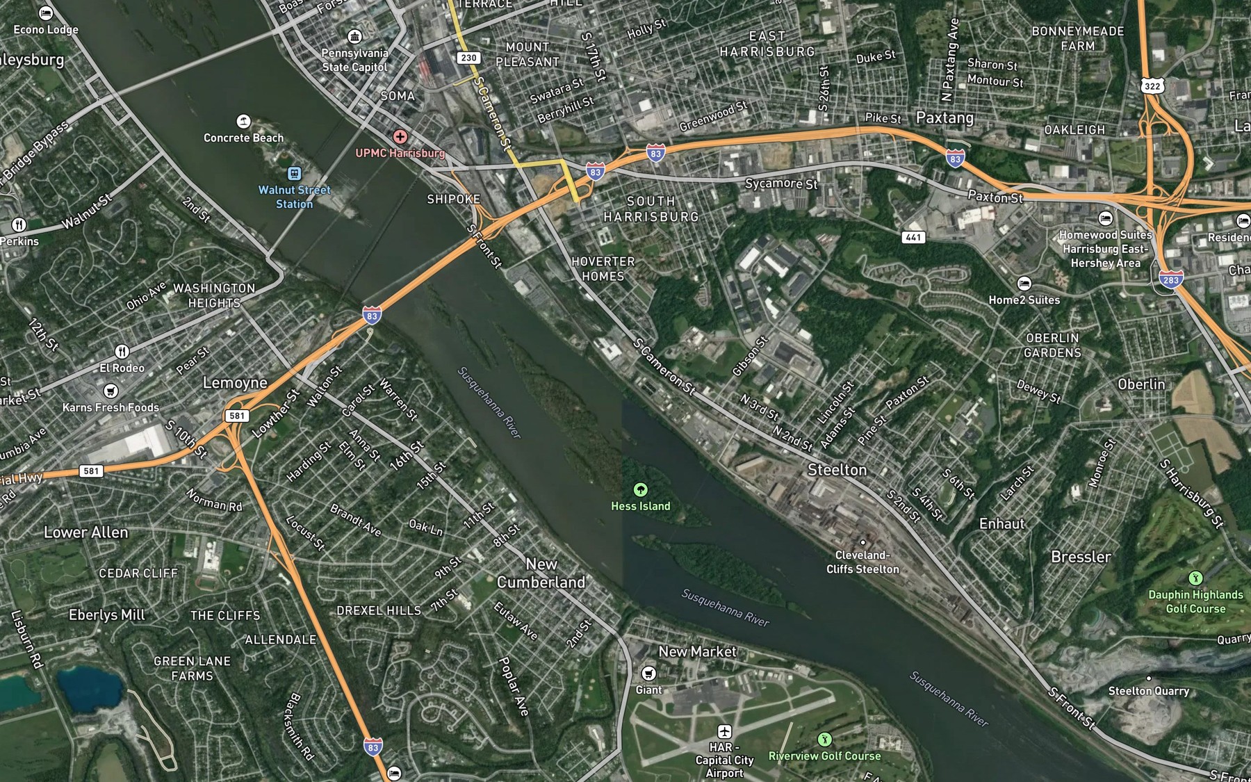 Satellite map of the Spring Creek