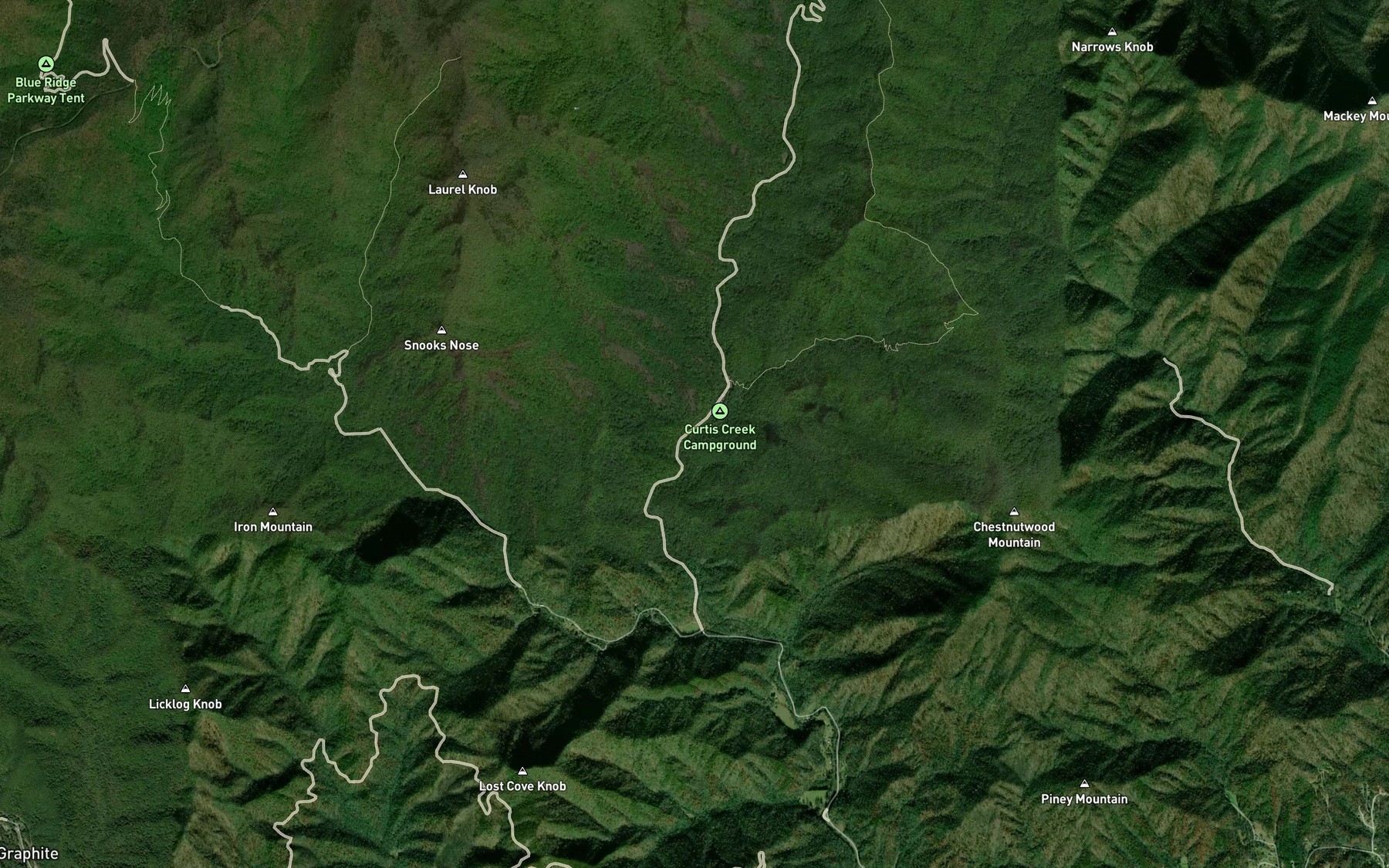 Satellite map of the Slick Falls Branch