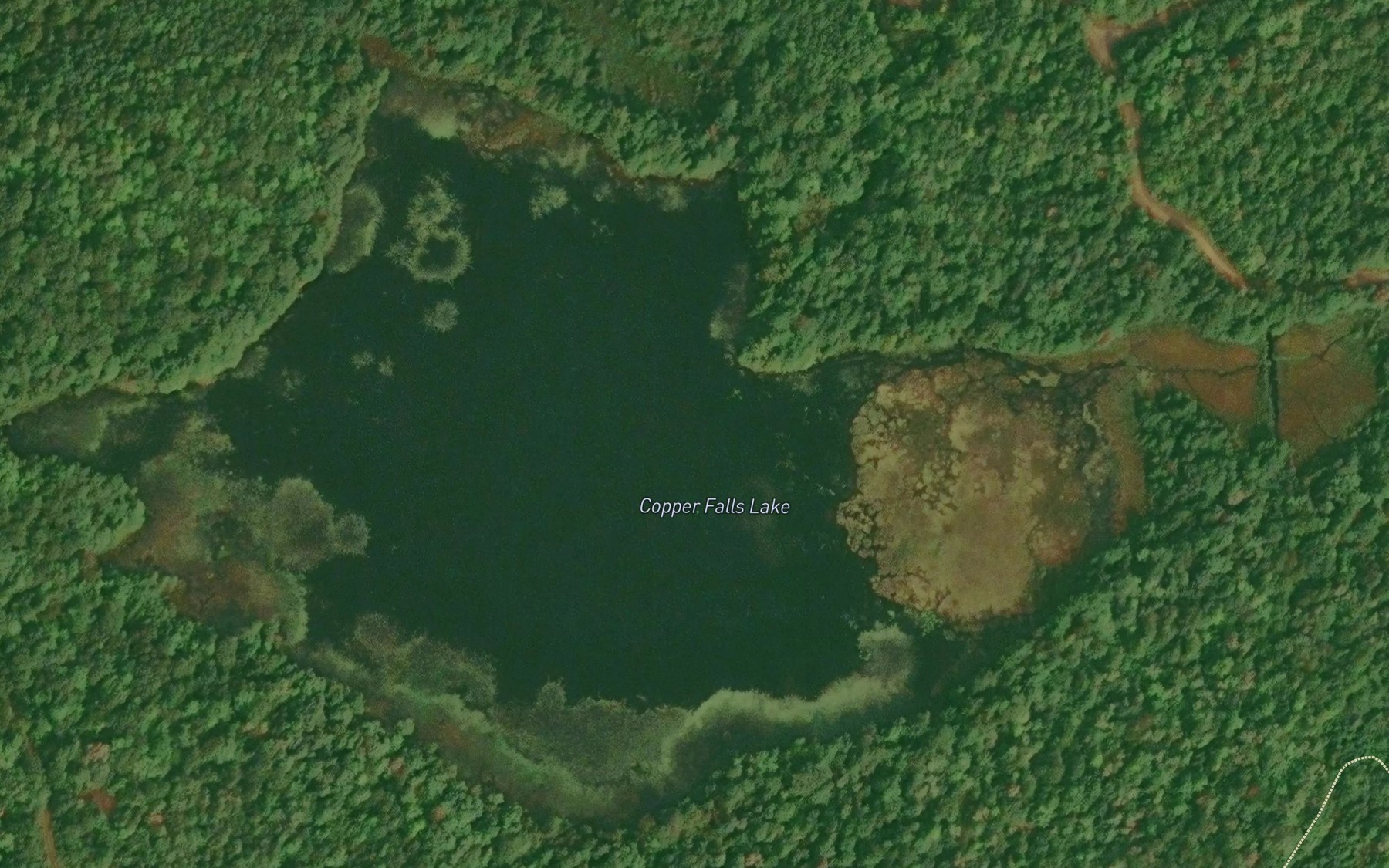 Satellite map of the Copper Falls Lake