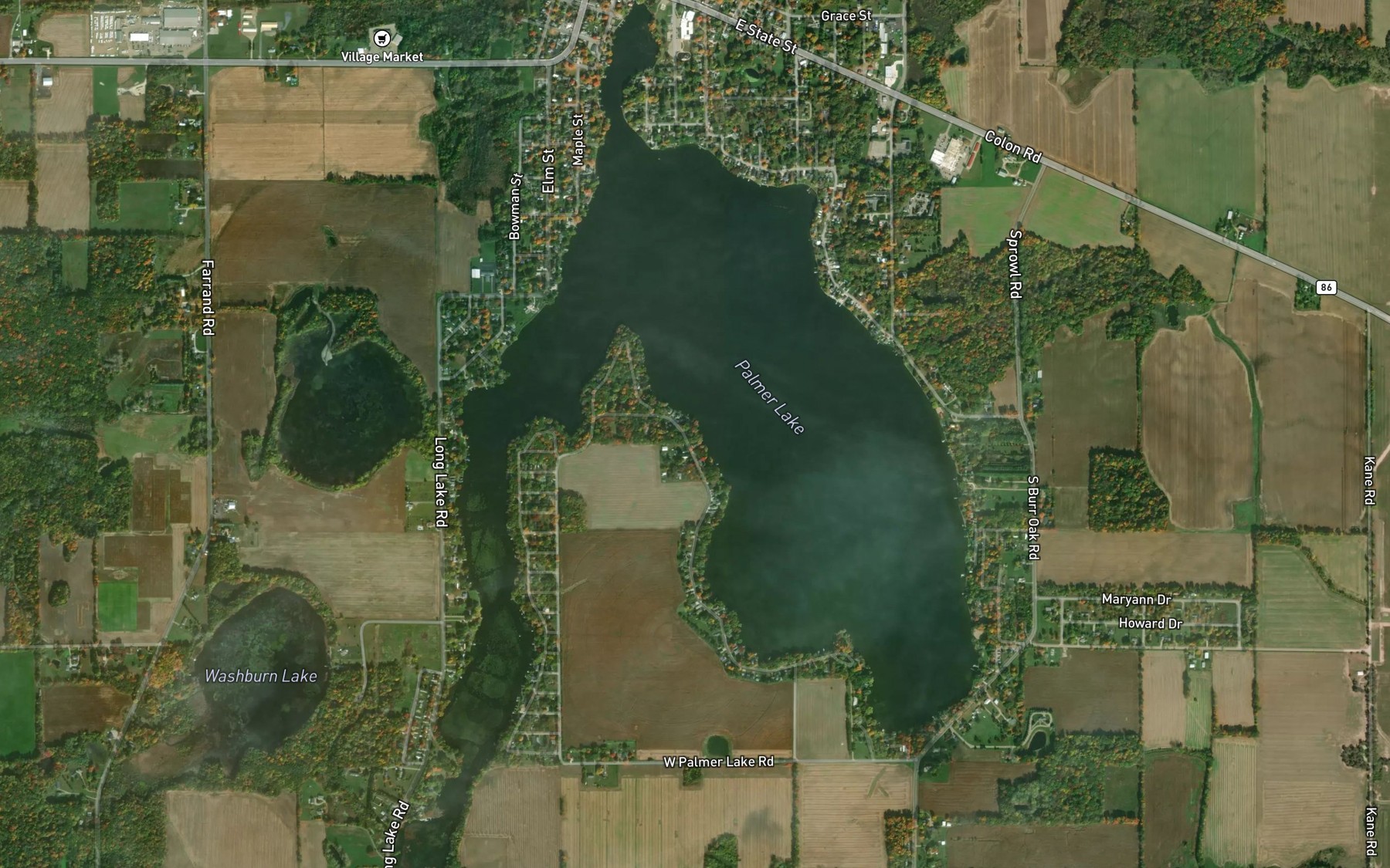 Satellite map of the Palmer Lake