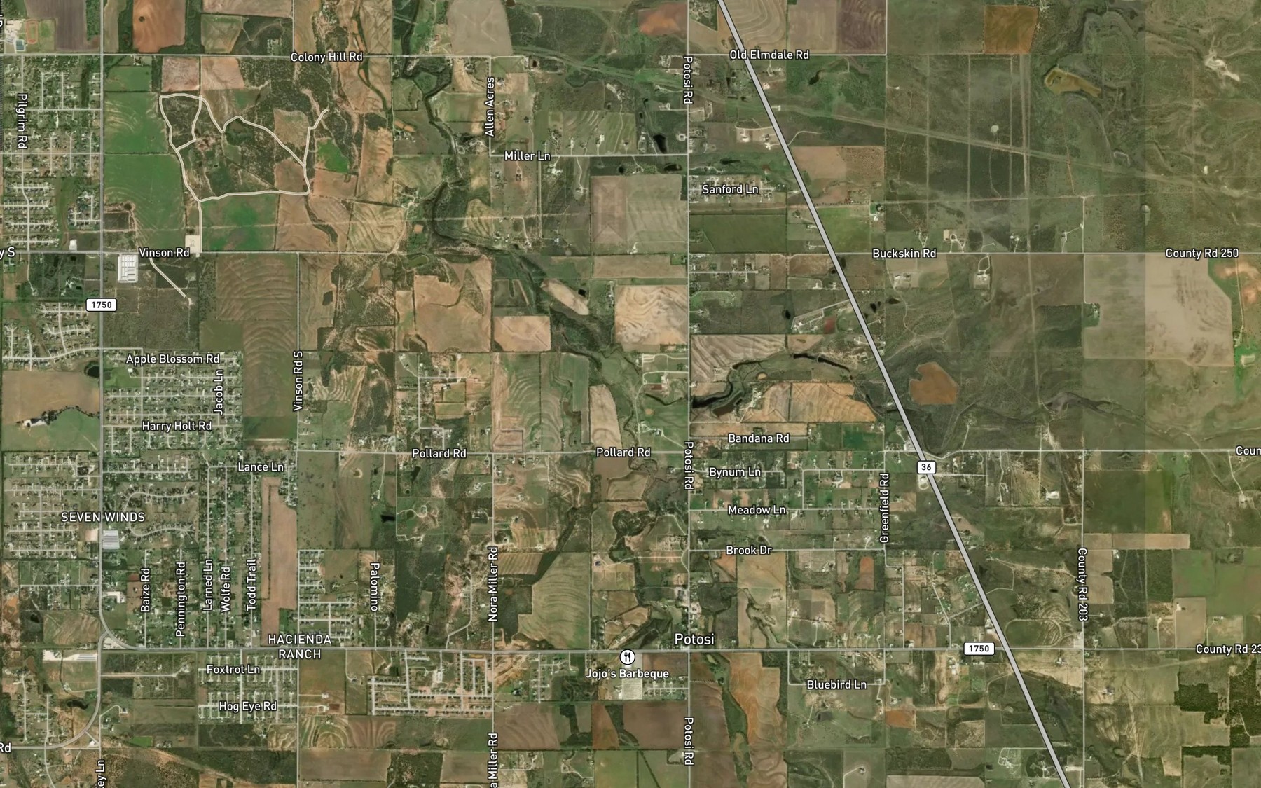 Satellite map of the Spring Creek