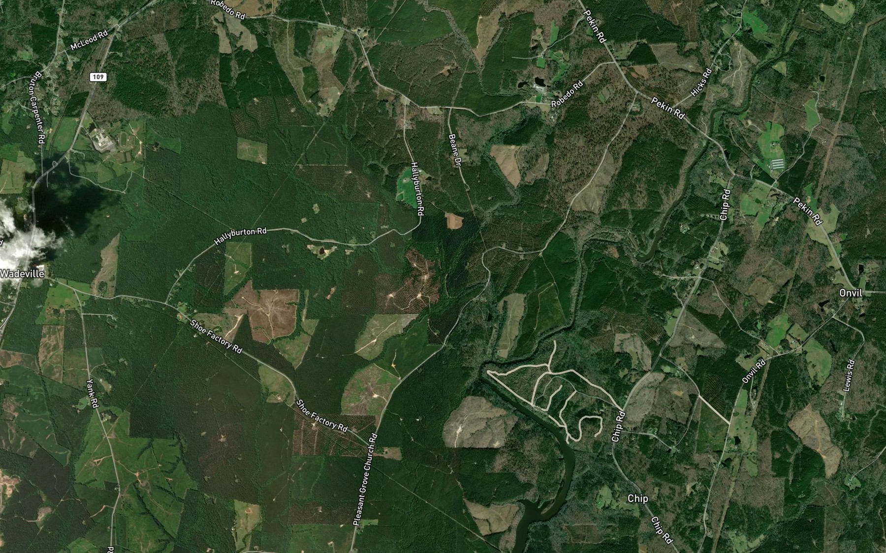 Satellite map of the Little Rocky Creek