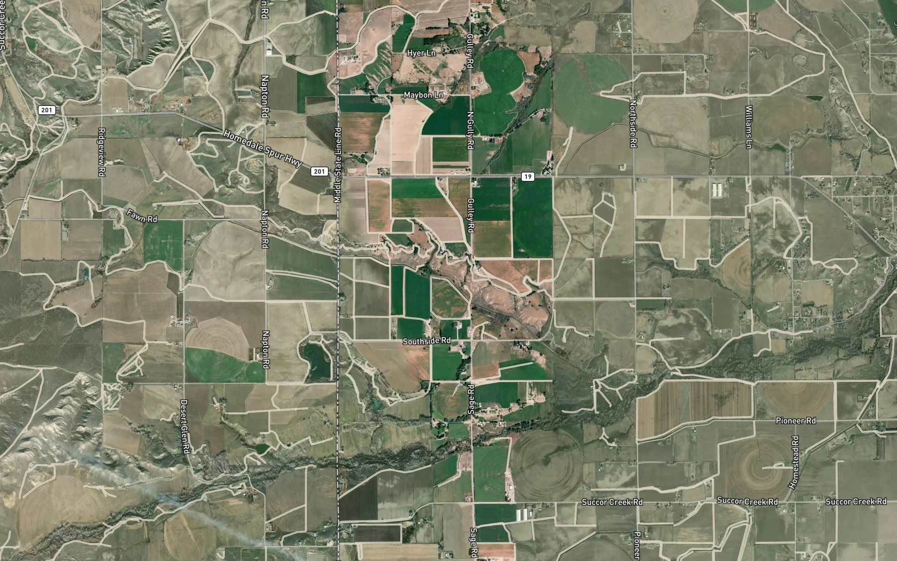 Satellite map of the Coates Drain