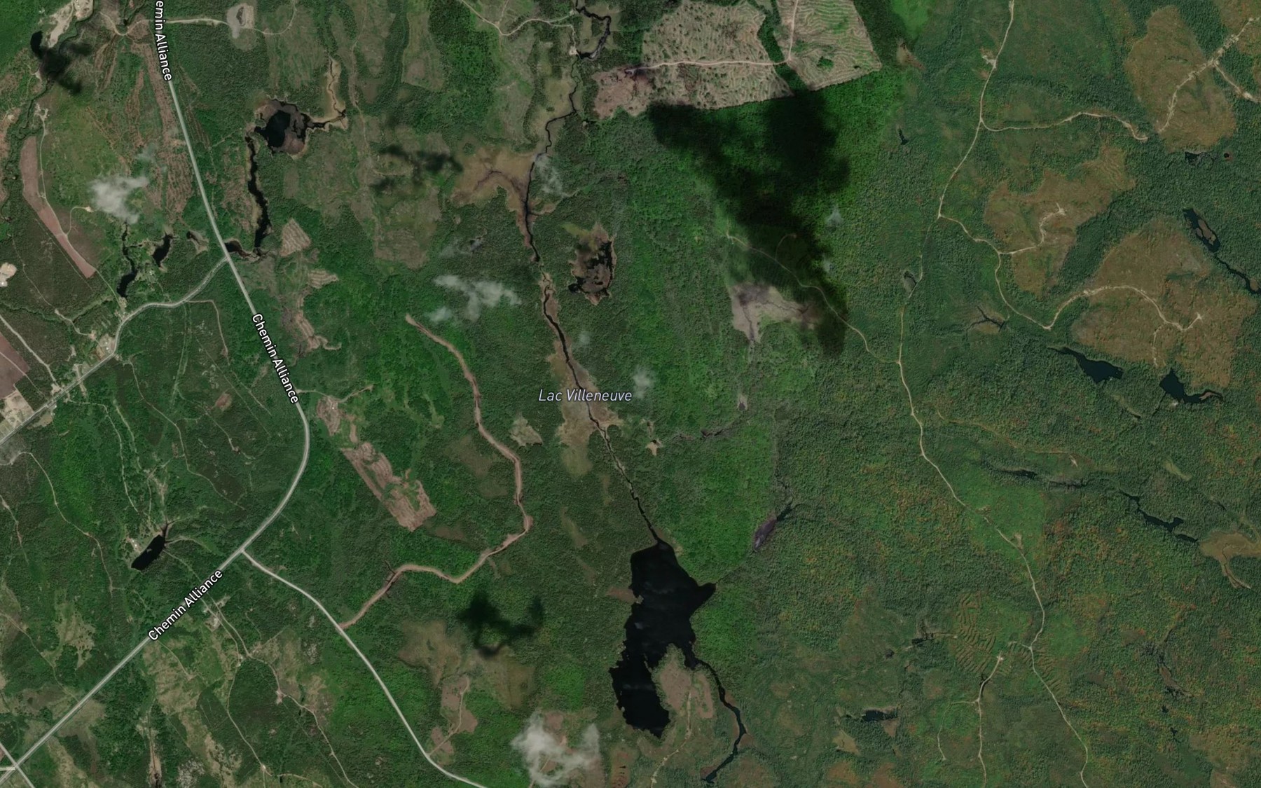 Satellite map of the Lac Villeneuve