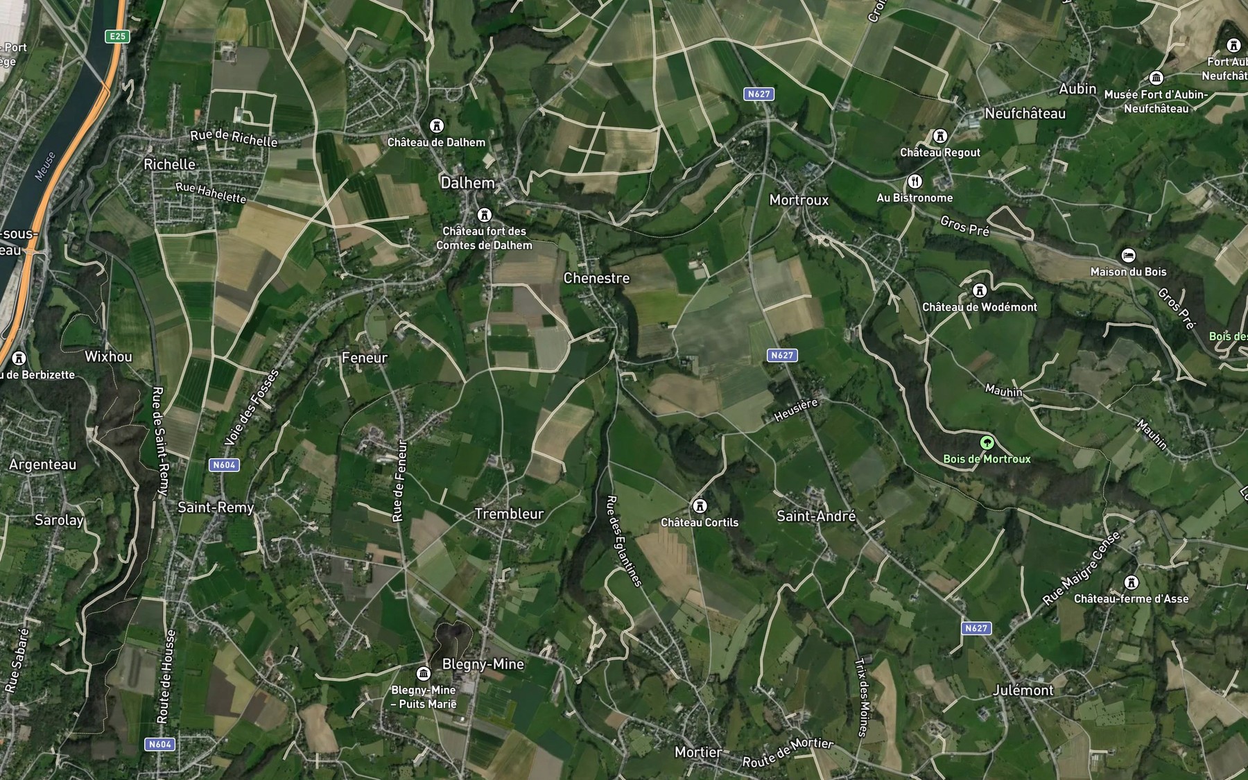 Satellite map of the Ruisseau de Loneux