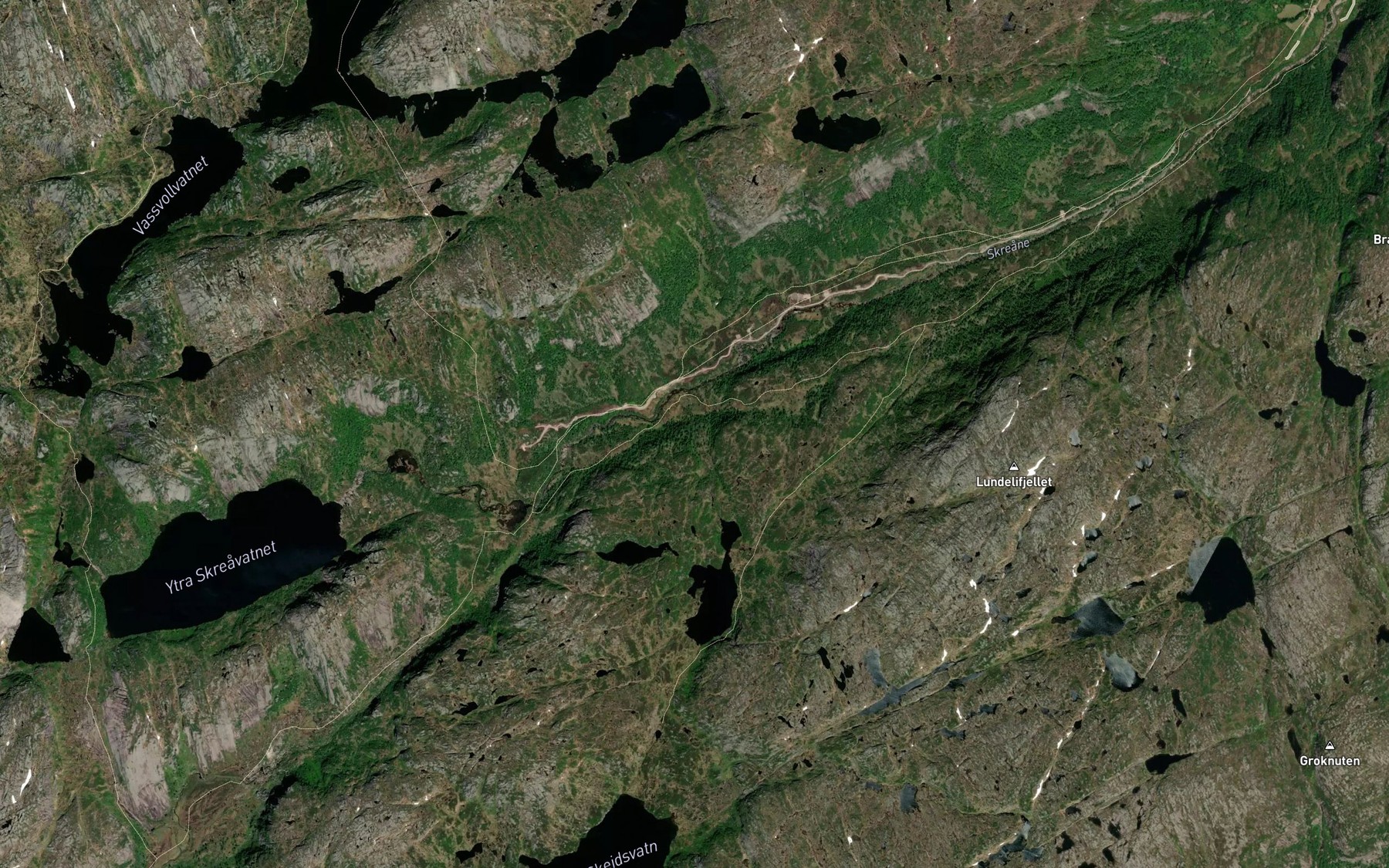 Satellite map of the Skeidsbekken