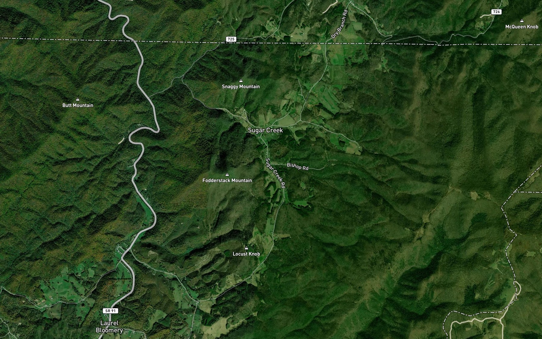 Satellite map of the Seng Cove Branch