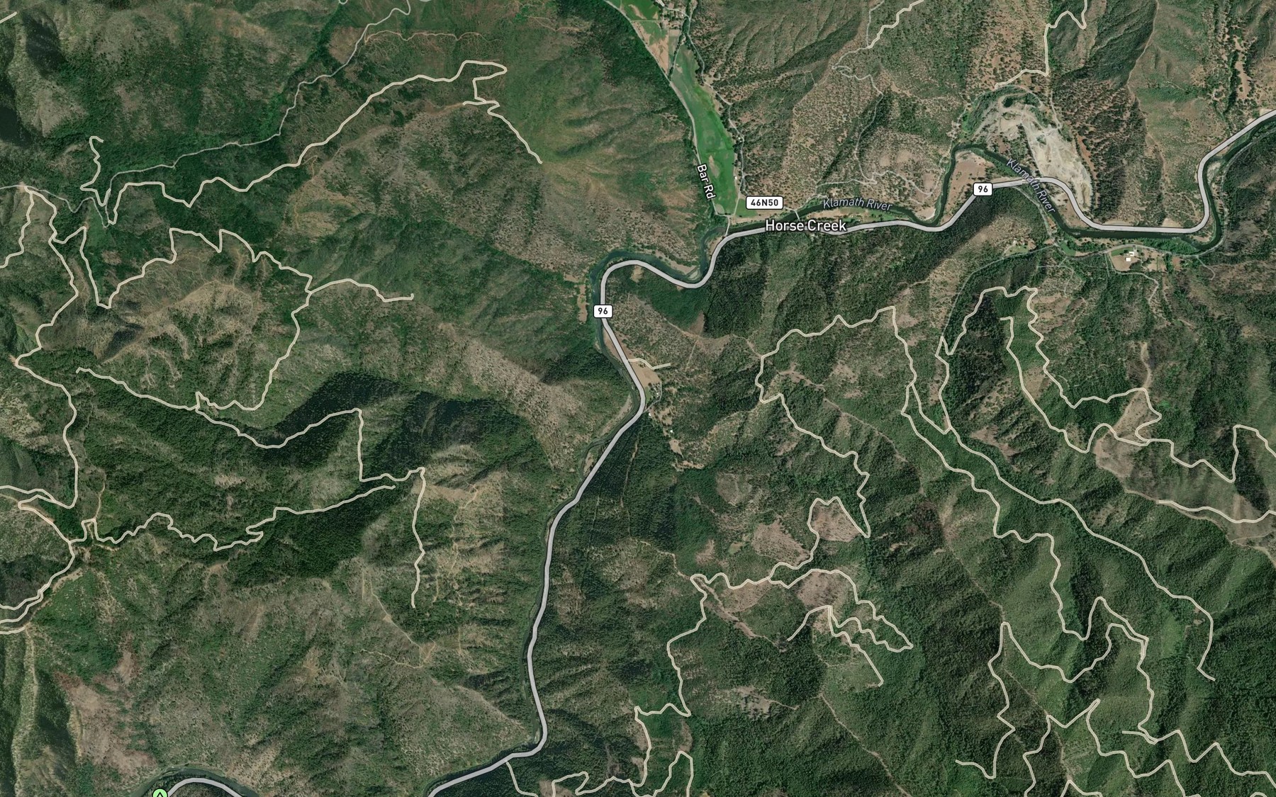Satellite map of the Everill Creek