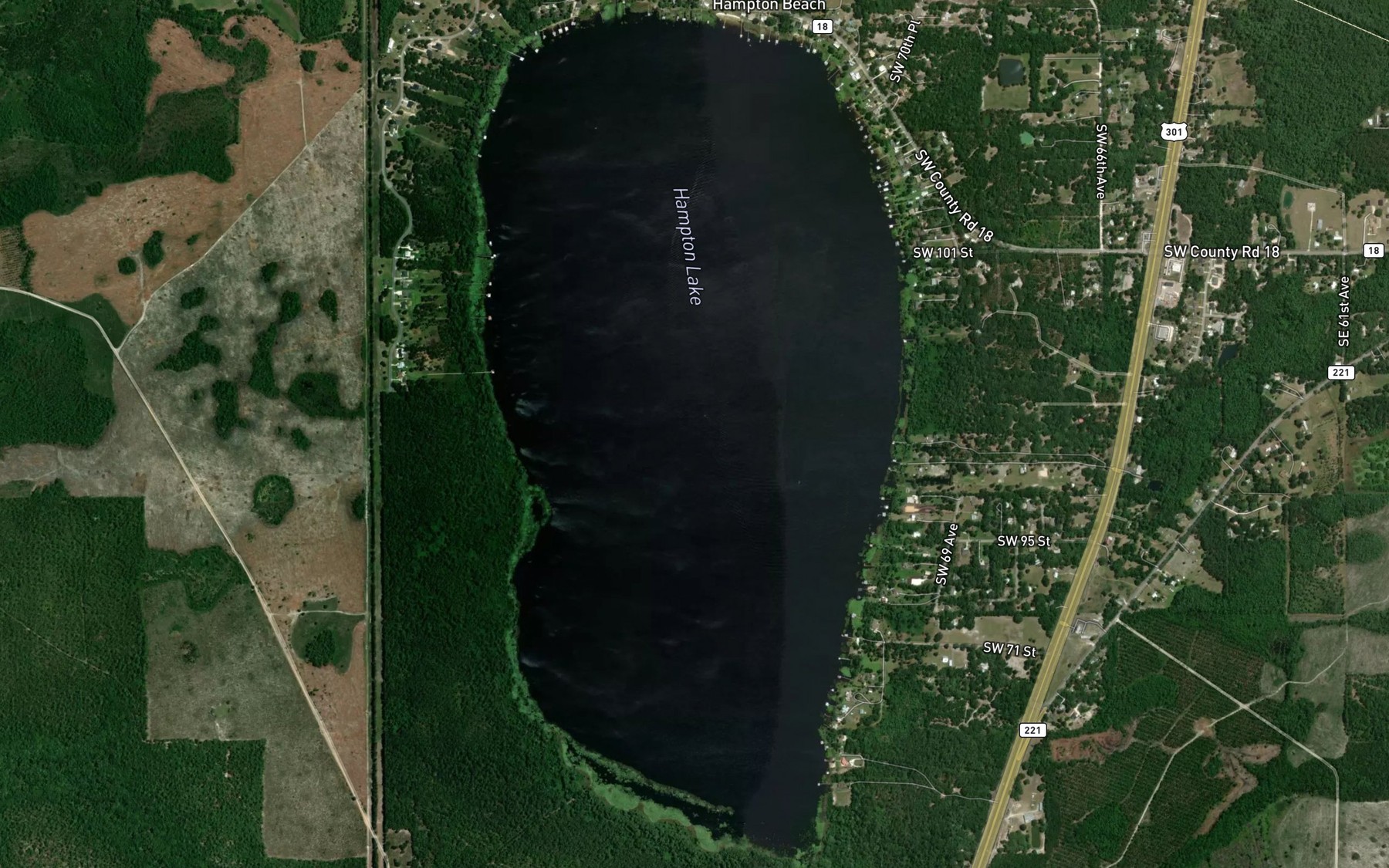 Satellite map of the Hampton Lake